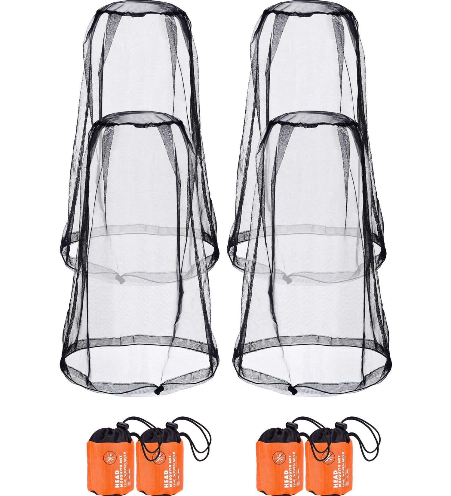 4 Pack Mosquito Head Net - Outdoor Hiking Camping Protection - Black Regular Size - Buy Online on GoSupps.com