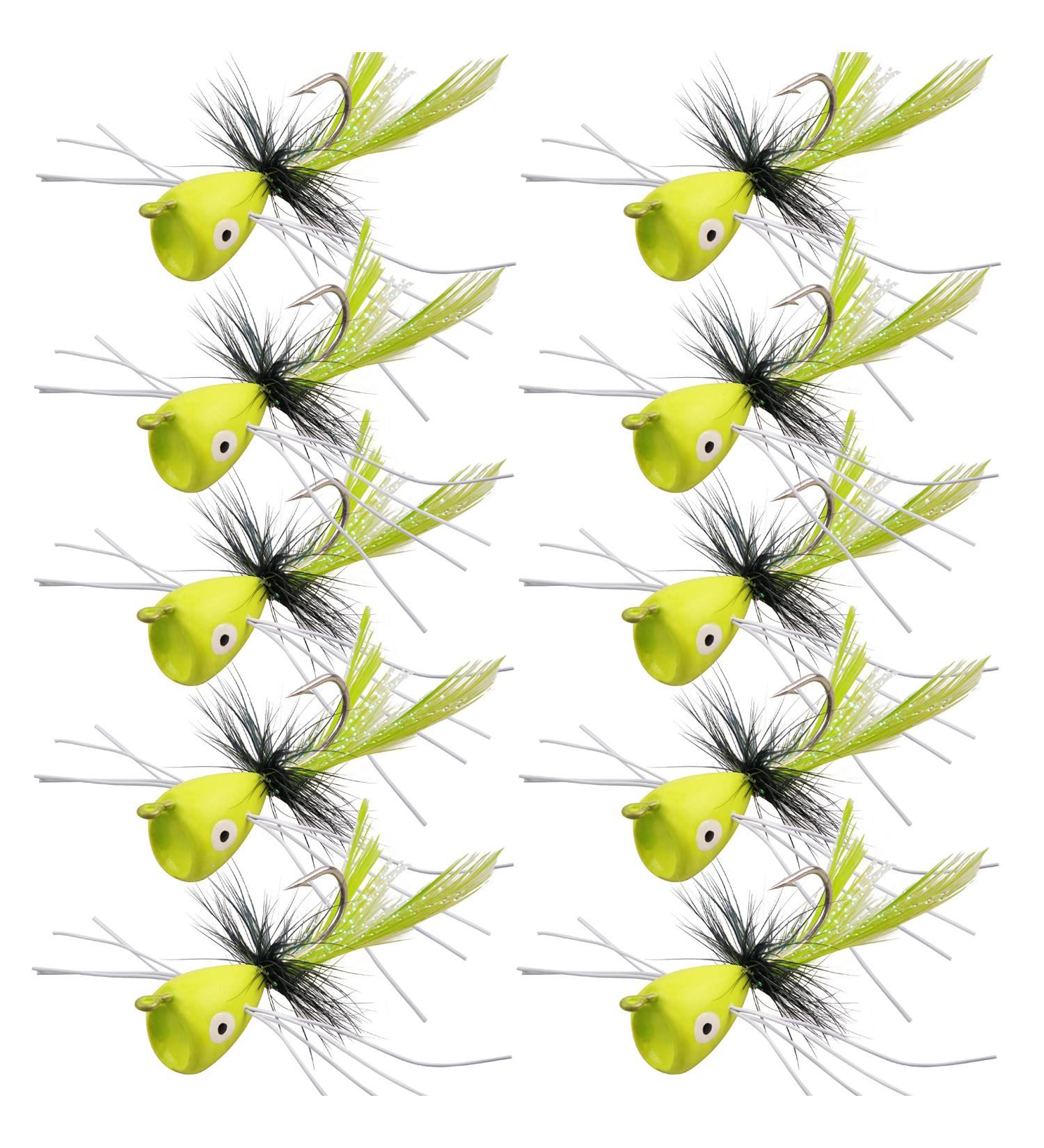 10pcs Colorful Popper Fly Fishing Lures Kit with Hooks for Bass, Trout, and Panfish | Topwater Bug Design for Freshwater Fishing - Buy Online on GoSupps.com