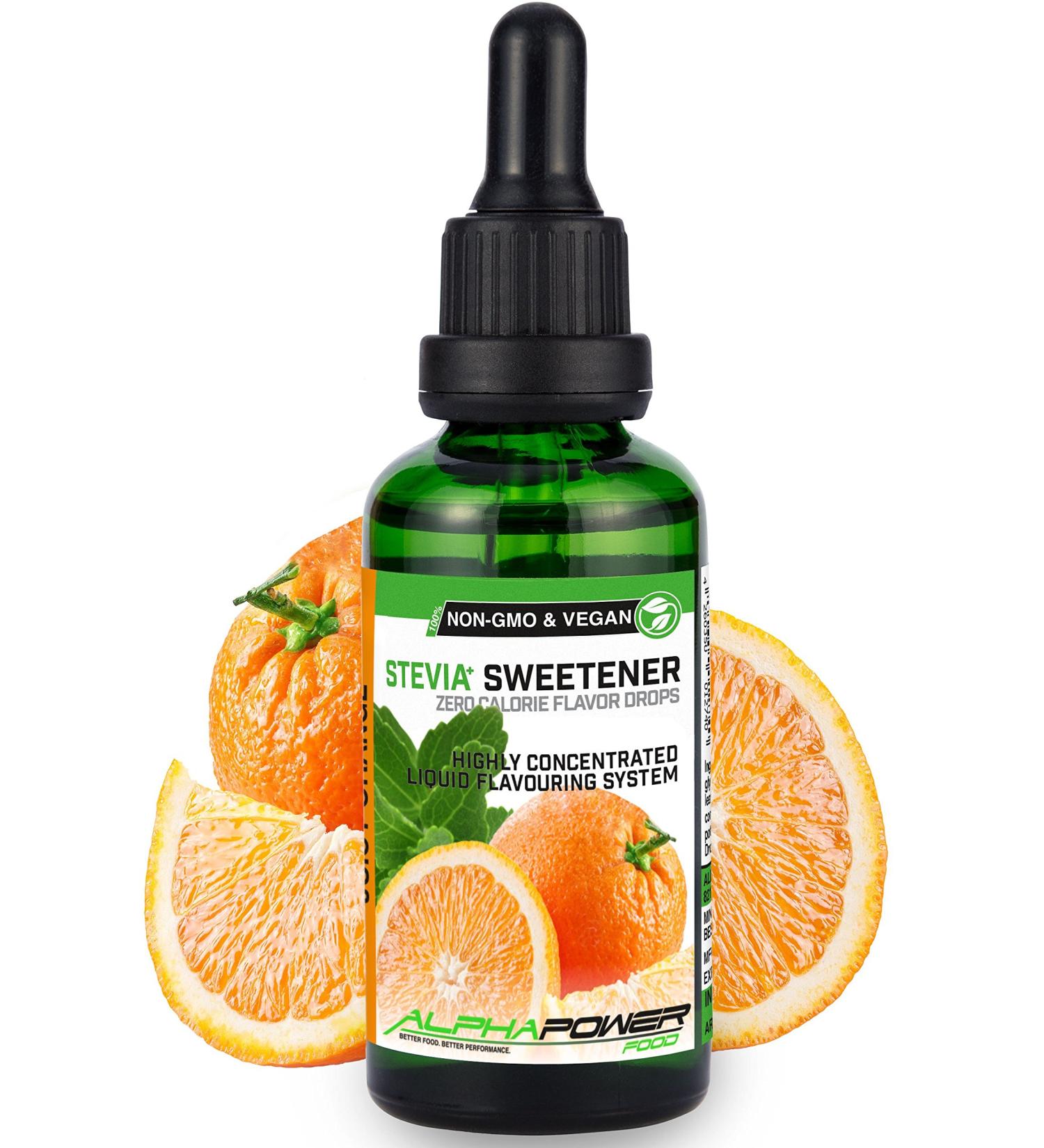 Alphapower Food | Sugar-Free Orange Flavor Drops | 100% Natural Liquid Aroma & Sweetener | 50 ml Pack - Buy Online on GoSupps.com