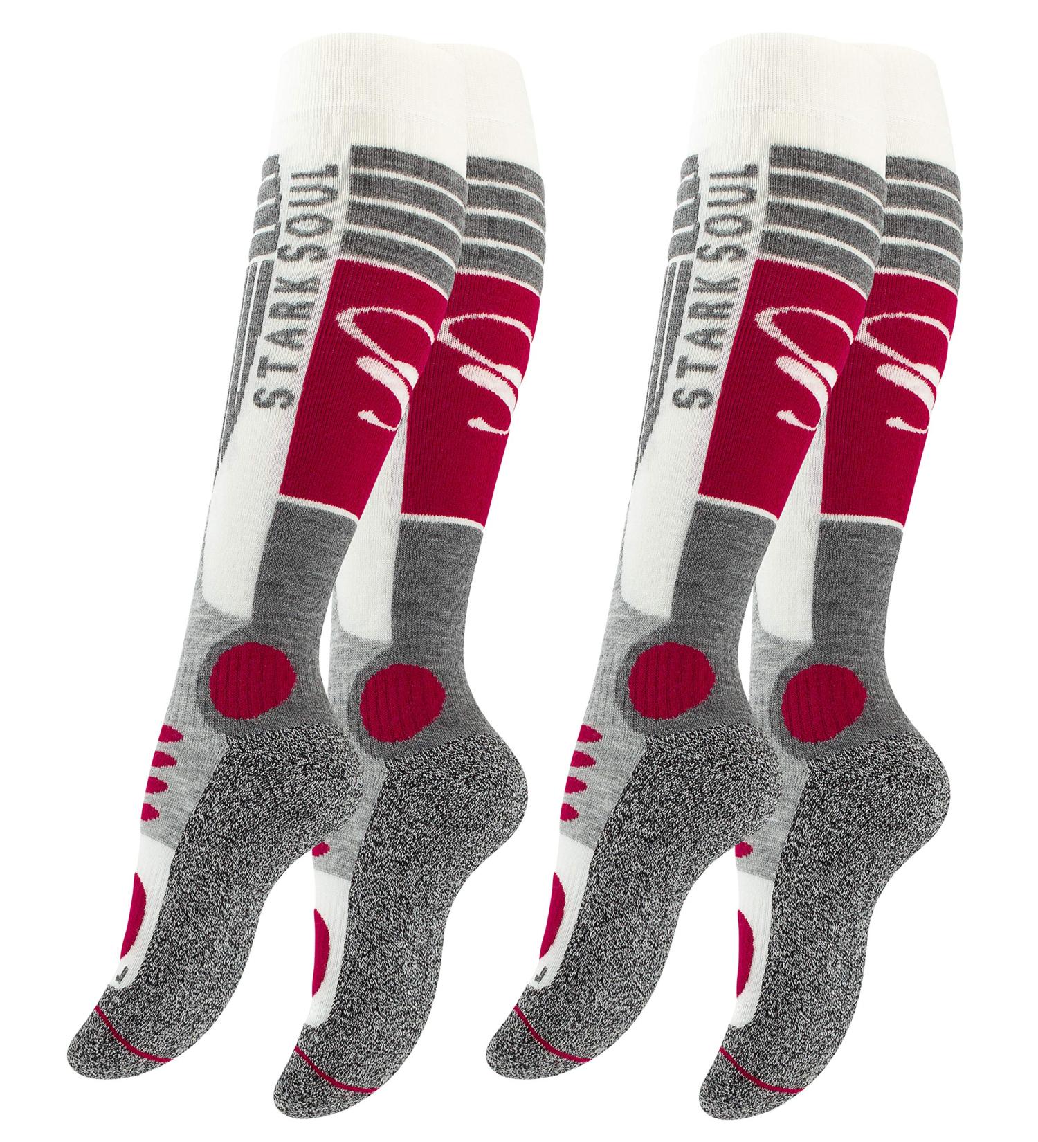 STARK SOUL Women's Ski Functional Socks - 2 Pairs with Special Padding Wool White/Red Size 39-42 - Perfect for International Shipping - Buy Online on GoSupps.com