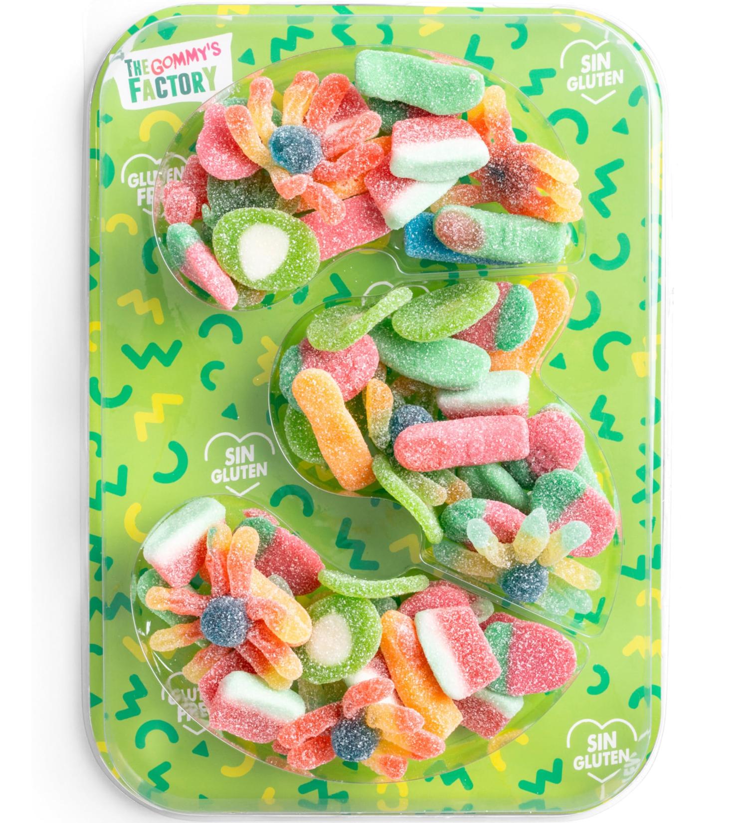  Gommy s Factory Children's Birthday Sweets N 3 Gluten-Free Sweet Cake Tasty and Perfect for Birthdays Children's Snacks and Party Decoration - 500g Sweet Box - Ideal for Gift - Buy Online on GoSupps.com