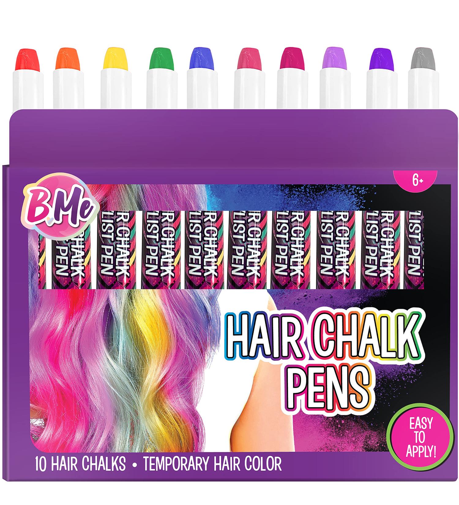 Hair Chalk Pens Set - 10 Rainbow Colors - Temporary Hair Color Kit for Girls - Washable Hair Dye - Ideal for Party Dress Up - Kids Age 6 - Buy Online on GoSupps.com