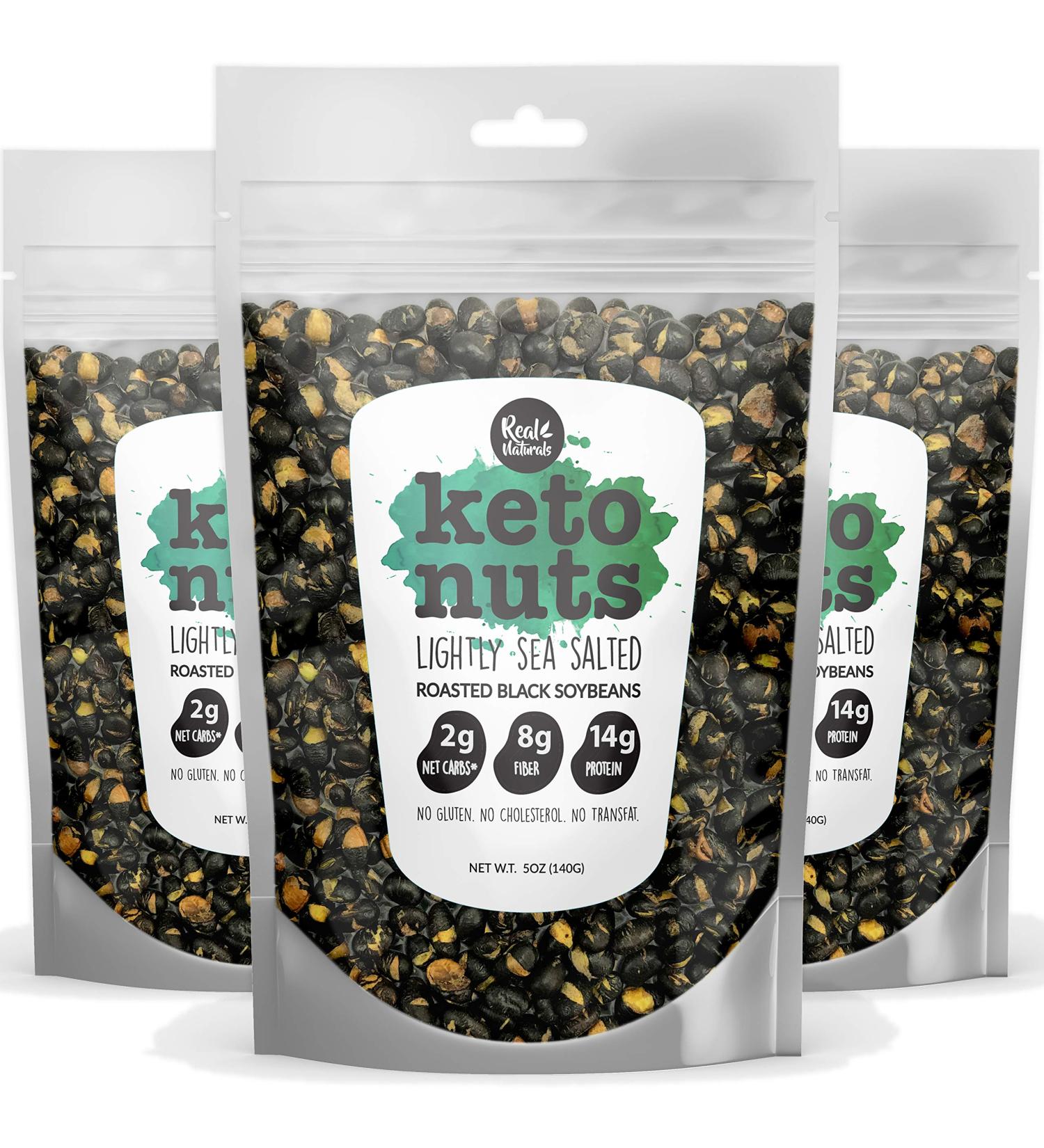 Keto Naturals Black Edamame Dry Roasted Snacks (Sea Salt) - High Protein Vegan Keto Snacks, 3 Pack, 14g per Pack - Buy Online on GoSupps.com