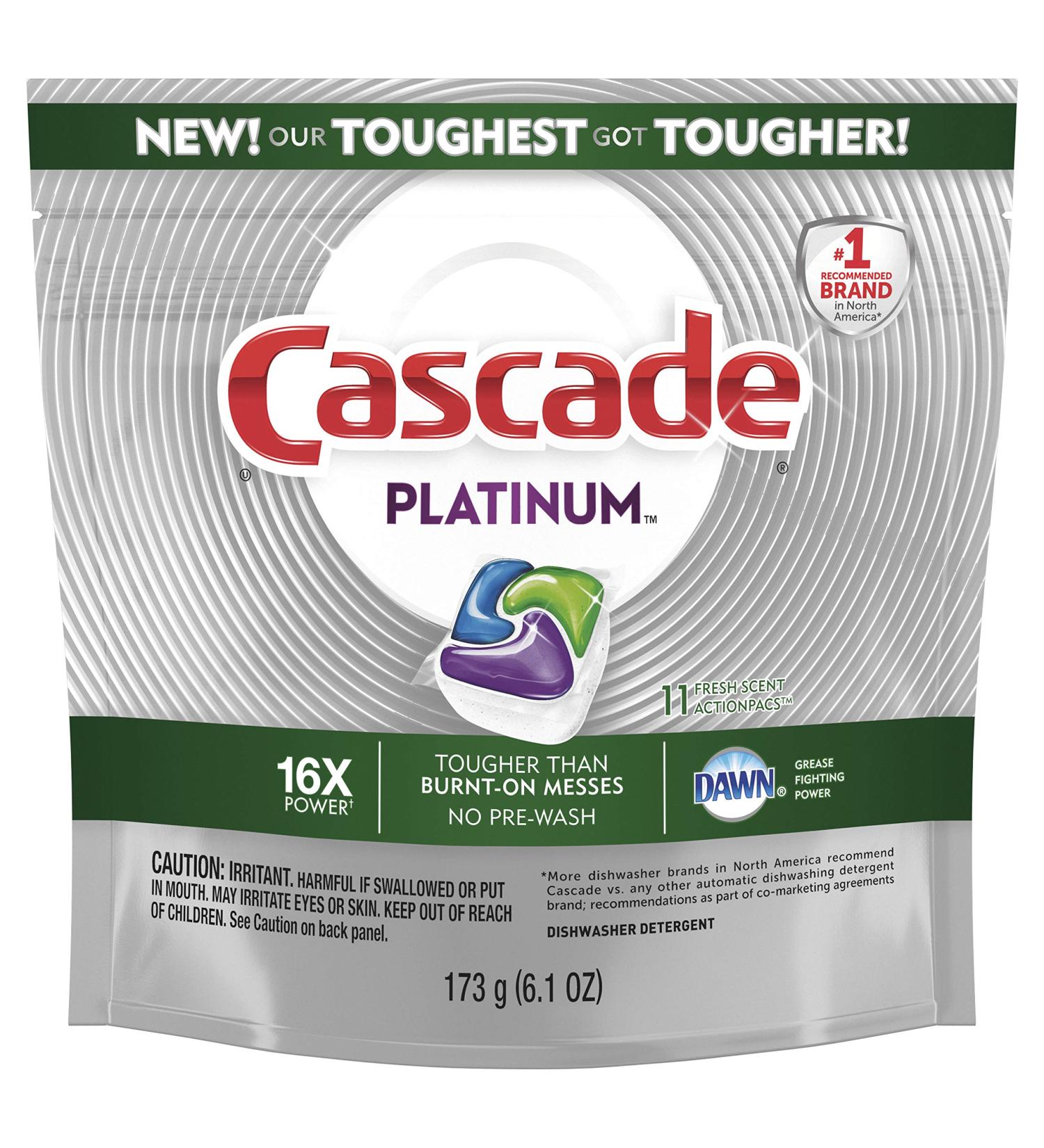 Cascade Platinum ActionPacs Dishwasher Detergent Fresh Scent 11 Count - Powerful Cleaning for Sparkling Dishes - Buy Online on GoSupps.com