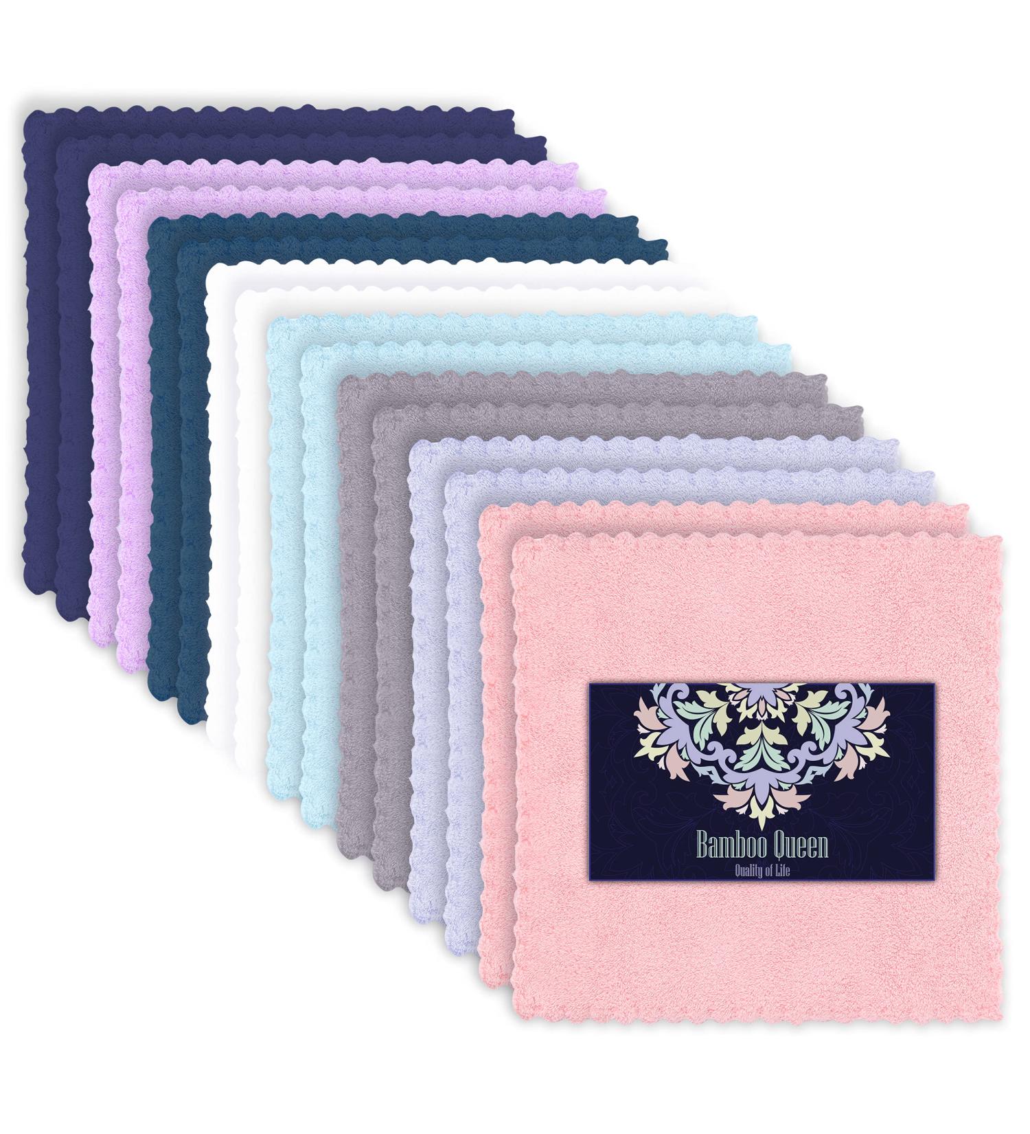 BAMBOO QUEEN 16 Count Premium Makeup Remover Cloths - Reusable & Gentle Microfiber Coral Velvet Face Towels - Highly Absorbent & Super Soft - 8x8 Inch - Multi-colored Pack - Buy Online on GoSupps.com