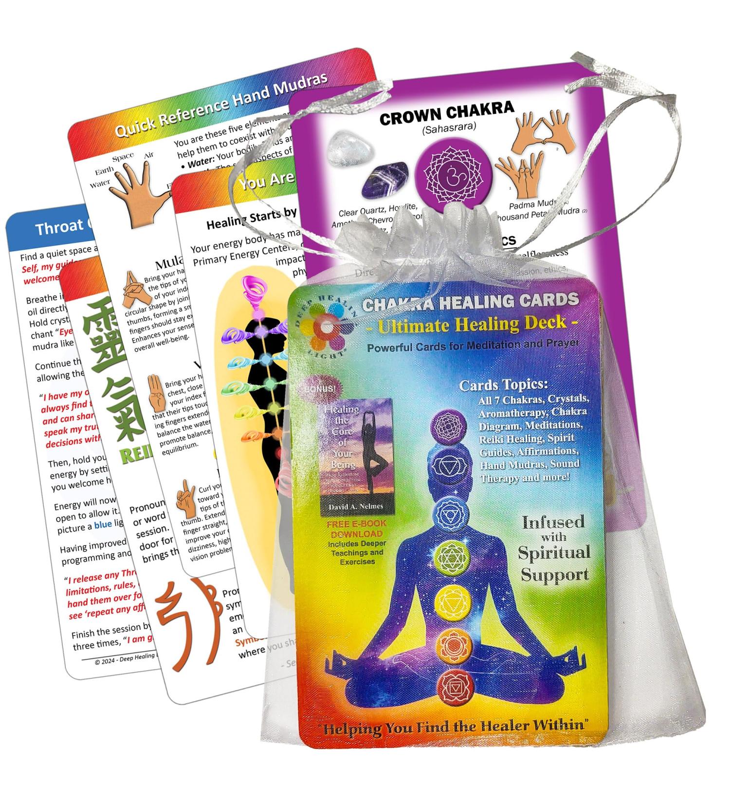 Deck of Chakra Healing Cards - Balance Your Energy with Meditations Affirmations Aromatherapy & Reiki Symbols - 19 Two-Sided Cards for Chakra Healing - Buy Online on GoSupps.com