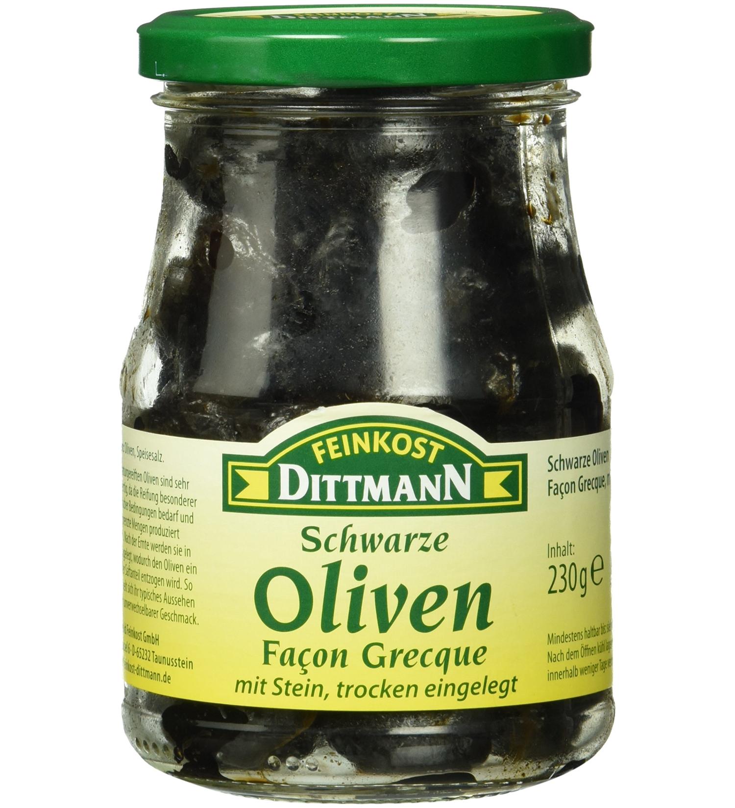 Feinkost Dittmann Black Olives - Greek Style Dry Pickled 6 x 230g | Premium Quality International Shipping - Buy Online on GoSupps.com
