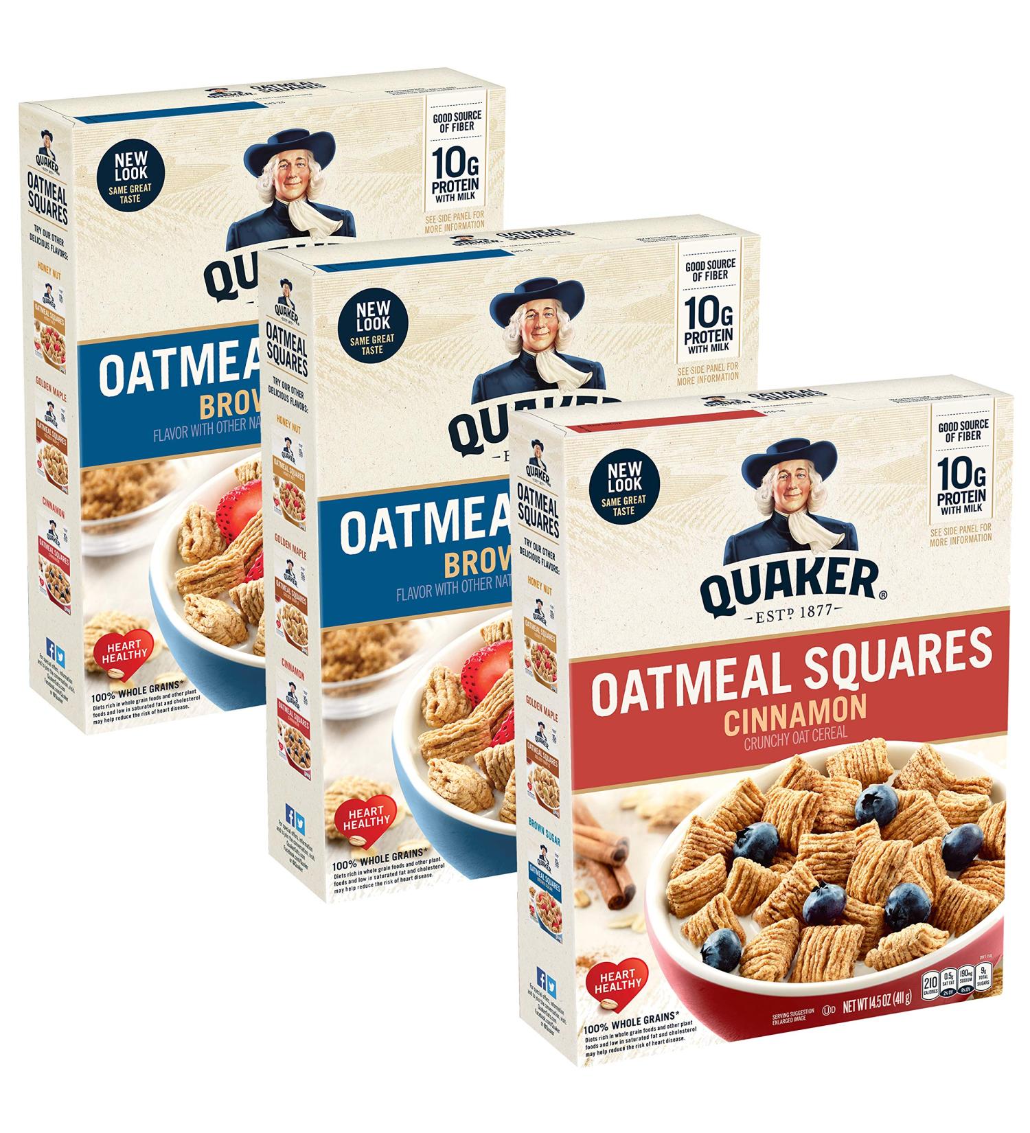 Quaker Oatmeal Squares Brown Sugar & Cinnamon Variety Pack - 3 Pack Cereal - Buy Online on GoSupps.com
