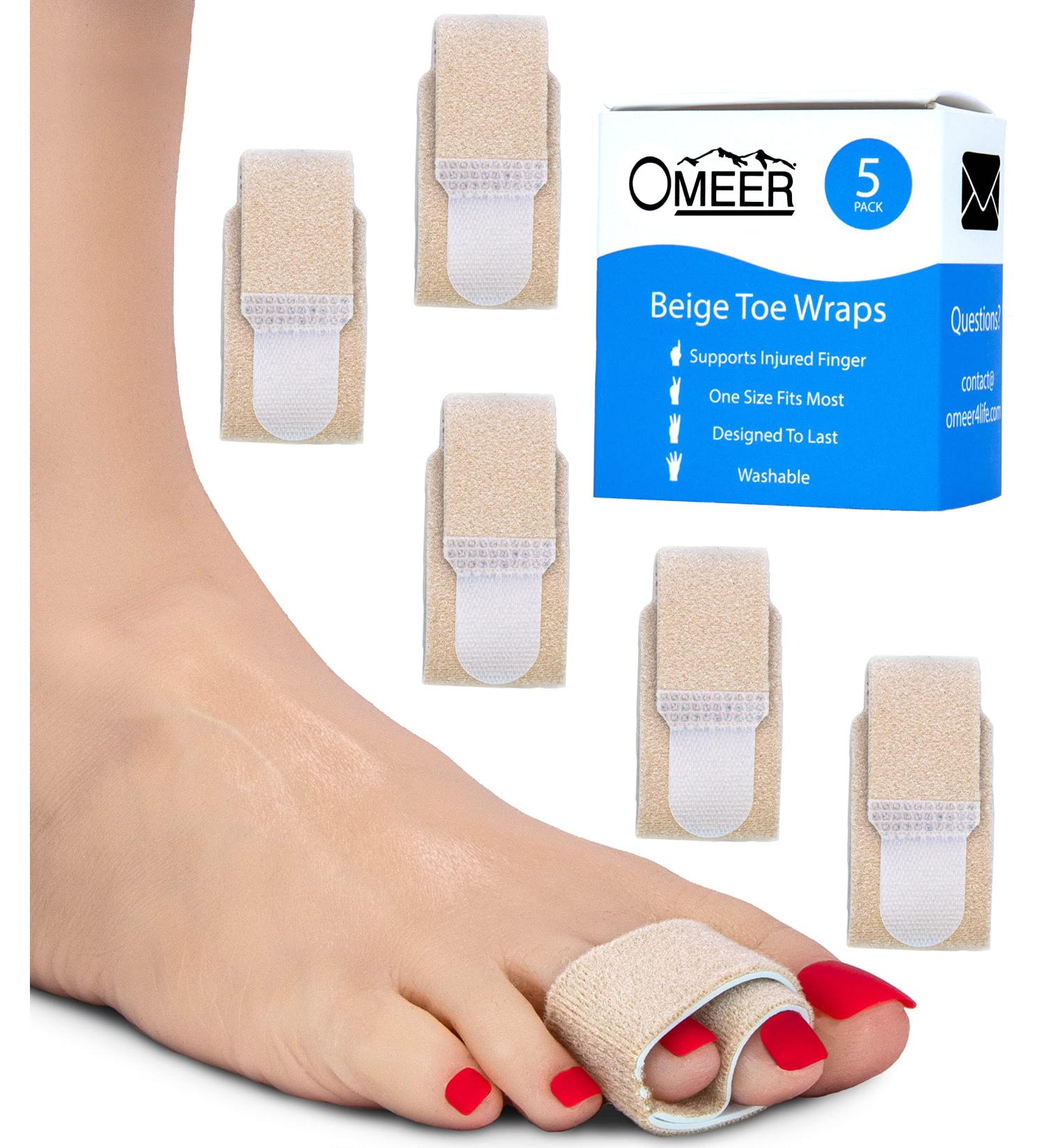 Omeer 5 Pack Beige Hammer Toe Corrector - Washable & Reusable Toe Splint for Broken and Injured Toes - Buy Online on GoSupps.com