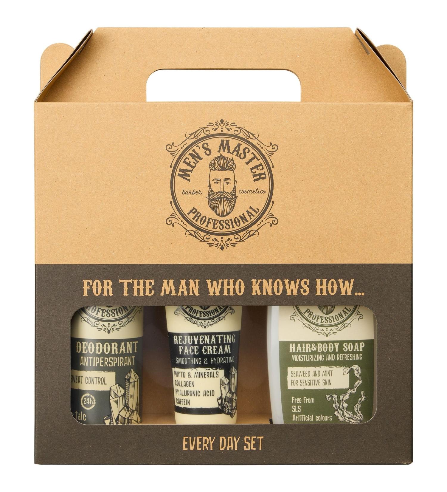 Men's Master 3-Part Daily Set | 24-Hour Antiperspirant Anti-Aging Cream Shampoo & Facial Care | Perfect Gift Set for Him - Buy Online on GoSupps.com