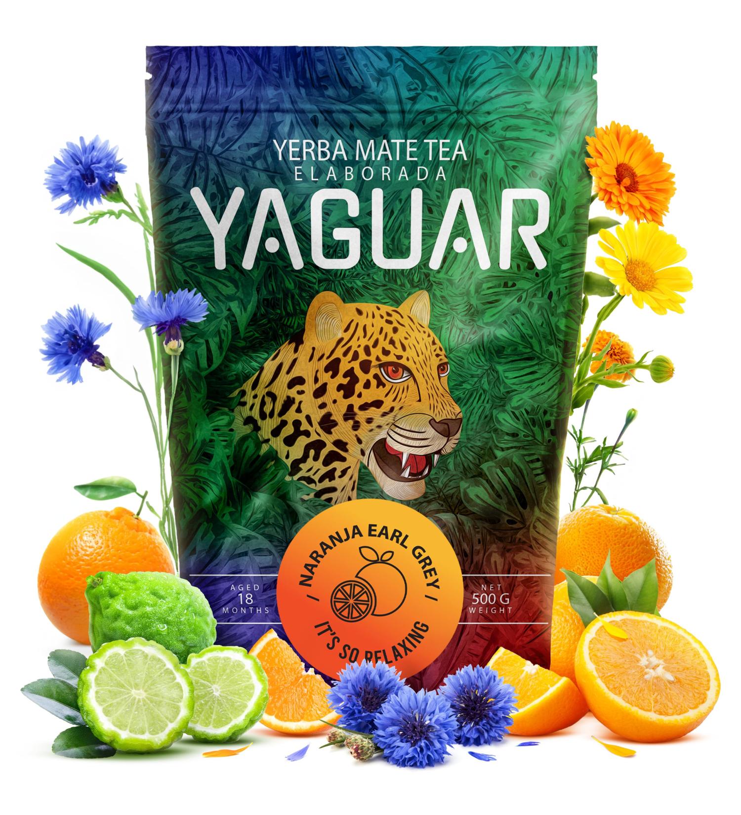 Yaguar Naranja Earl Grey Yerba Mat du Br sil 500 g Yerba Mat avec zeste d'orange et huile de bergamote Caf ine naturelle Contient des vitamines des min raux des antioxydants Go t quilibr e - Buy Online on GoSupps.com