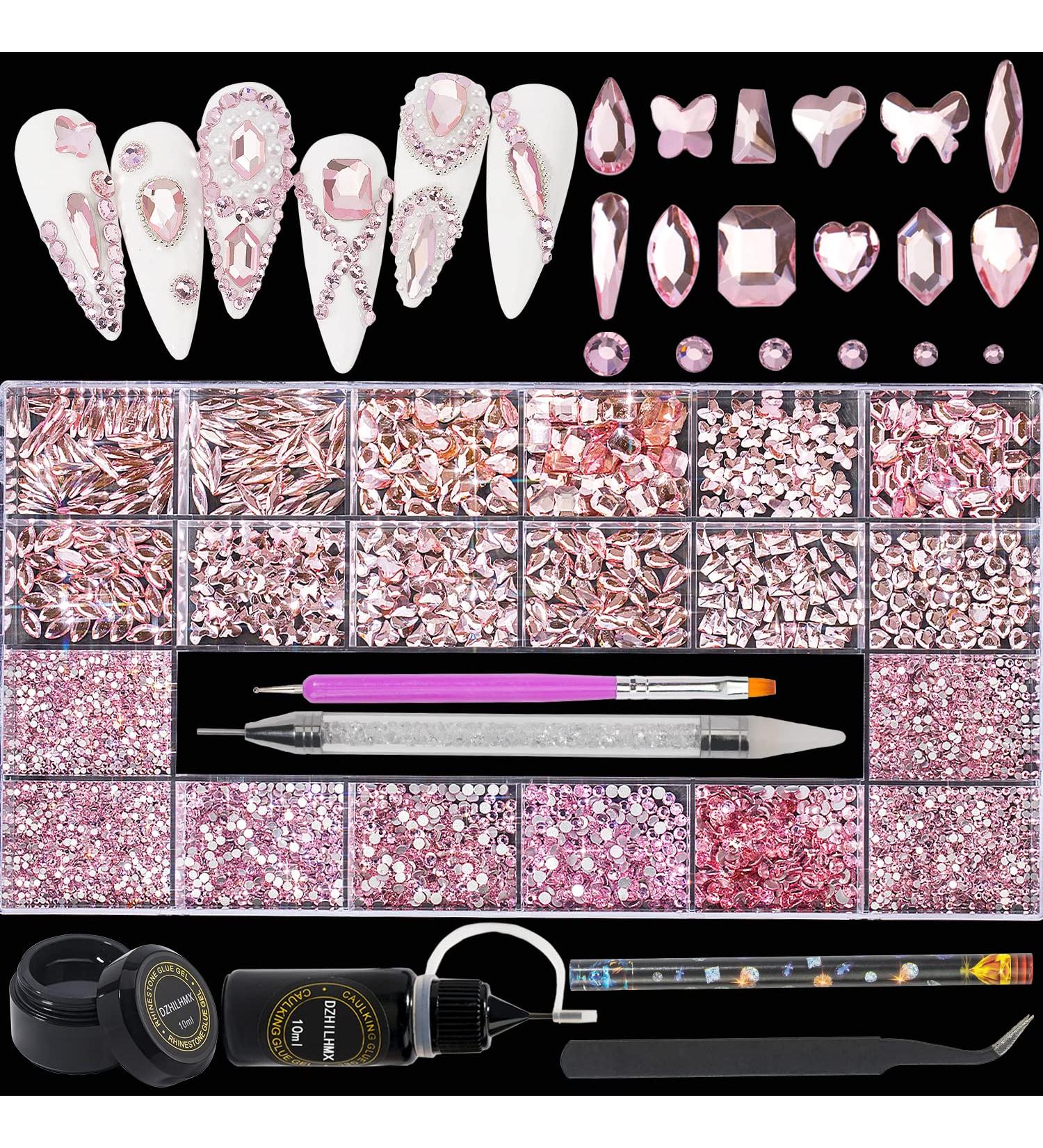 4300Pcs Baby Pink Crystal Rhinestones Kit with Nail Glue & Gel - Nail Art Stones Set for Acrylic Nails - Buy Online on GoSupps.com