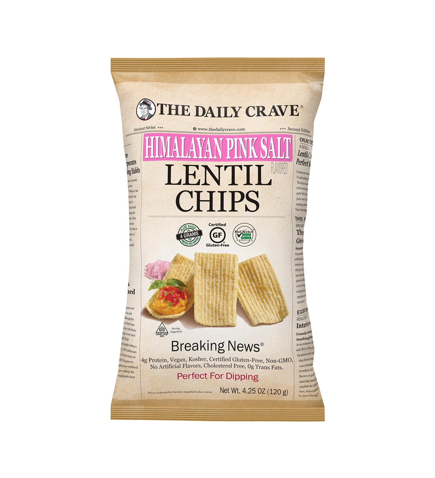 The Daily Crave Lentil Himalayan Pink Salted Chips 4.25 oz - Pack of 8 - Buy Online on GoSupps.com