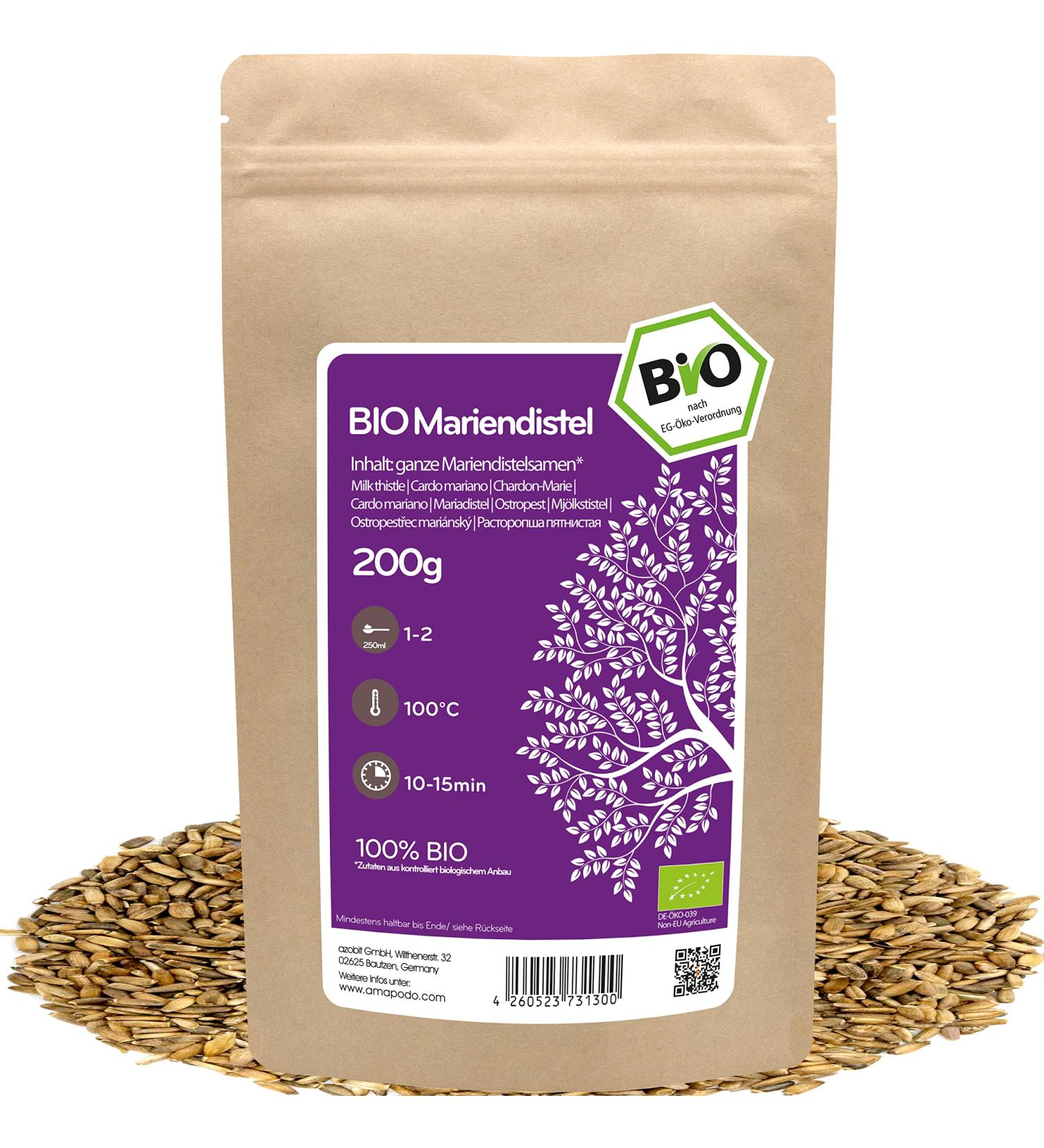Buy Organic Amapodo Milk Thistle Tea 200g - Premium Silybum Marianum - Health Benefits of Milk Thistle Seeds - International Shipping - Buy Online on GoSupps.com