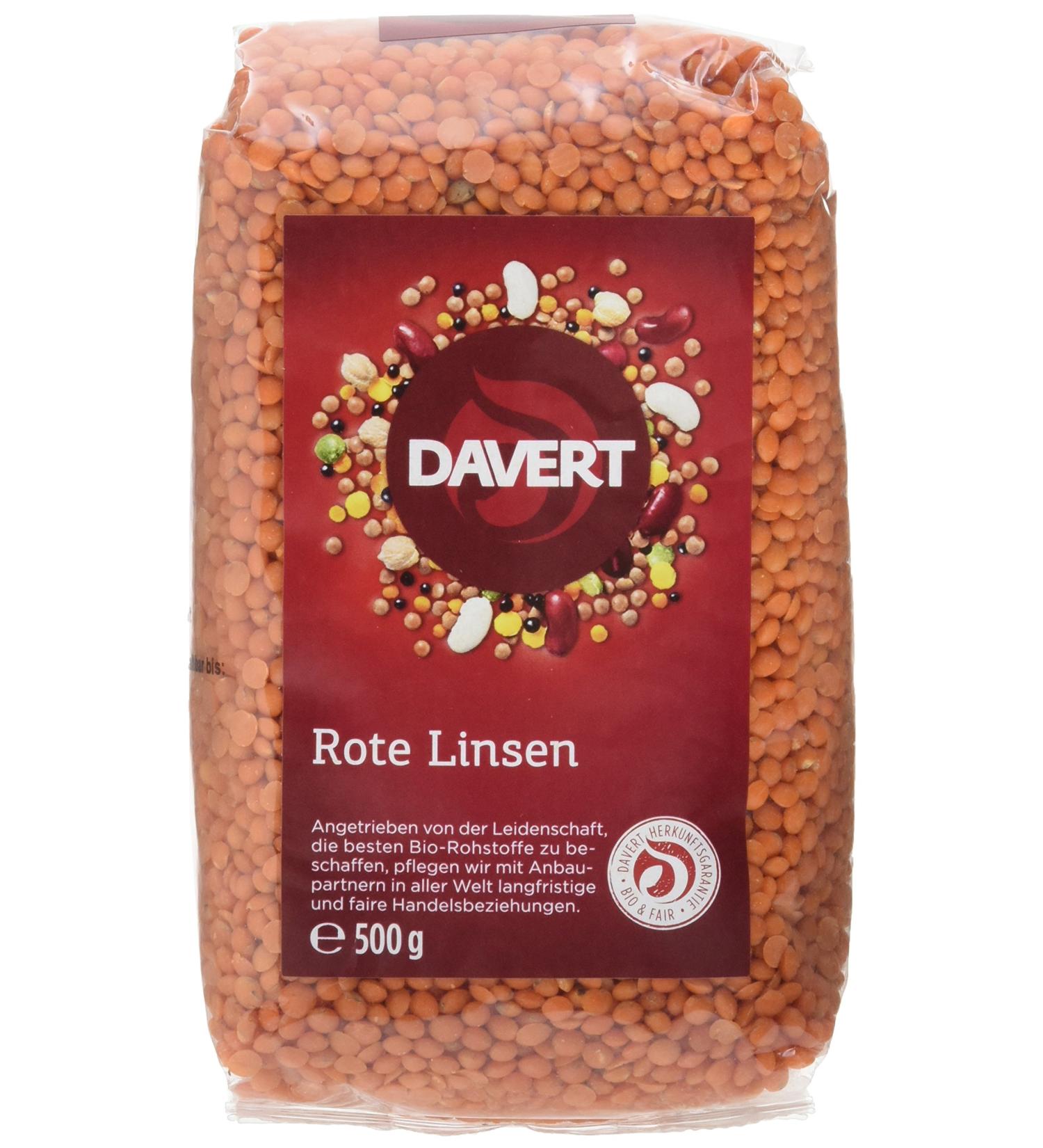 Buy Davert Whole Red Lentils - Organic Pack of 4 (4 x 500 g) | International Shipping - Buy Online on GoSupps.com