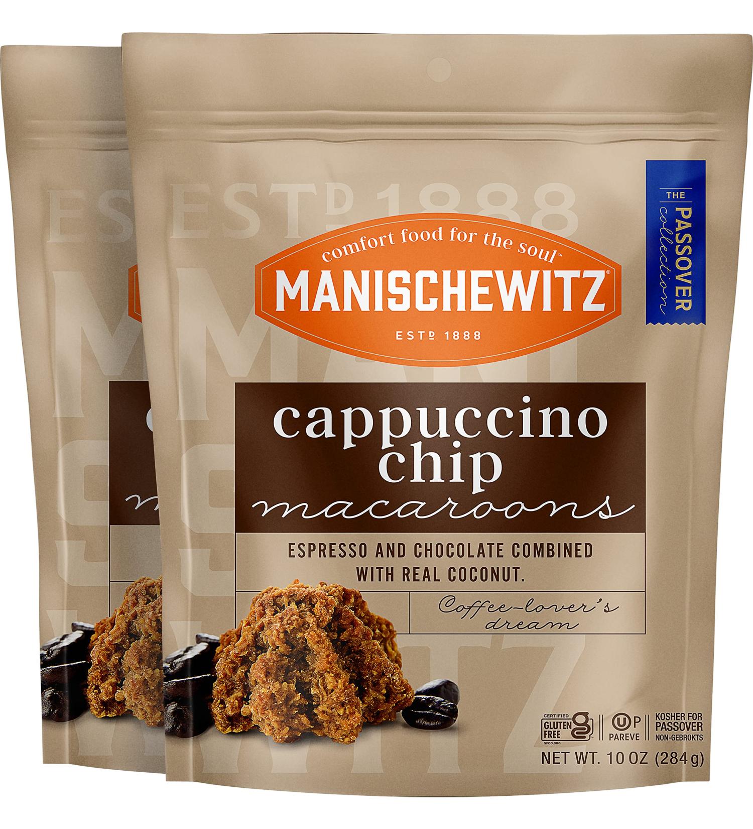 Manischewitz Cappucino Chip Macaroons 10oz (2 Pack) - Dairy Free, Gluten Free, Kosher for Passover | Resealable Bag - Buy Online on GoSupps.com