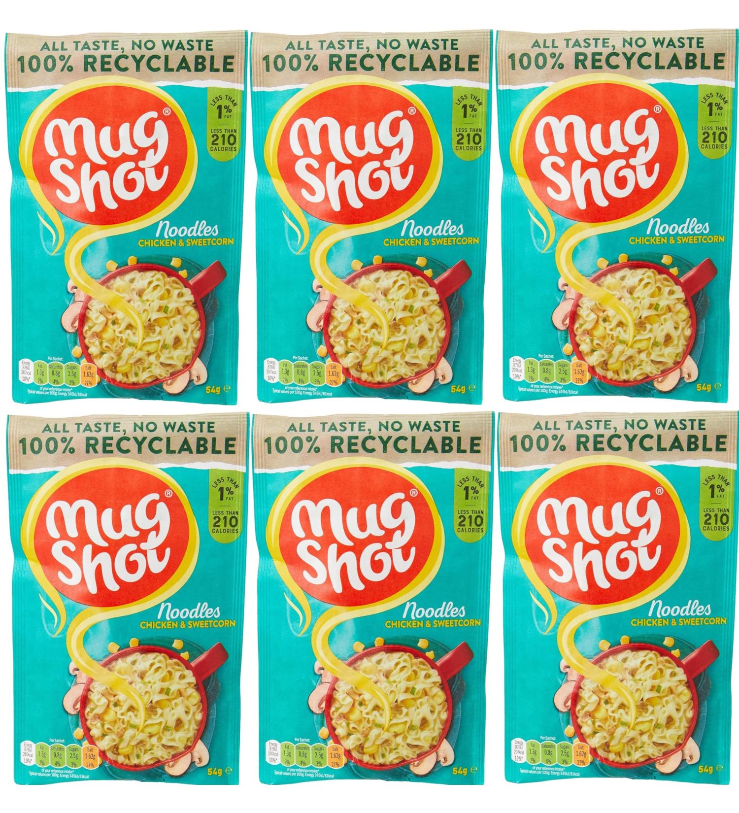 Mug Shot Chicken and Sweetcorn Noodles 54g 6 Pack