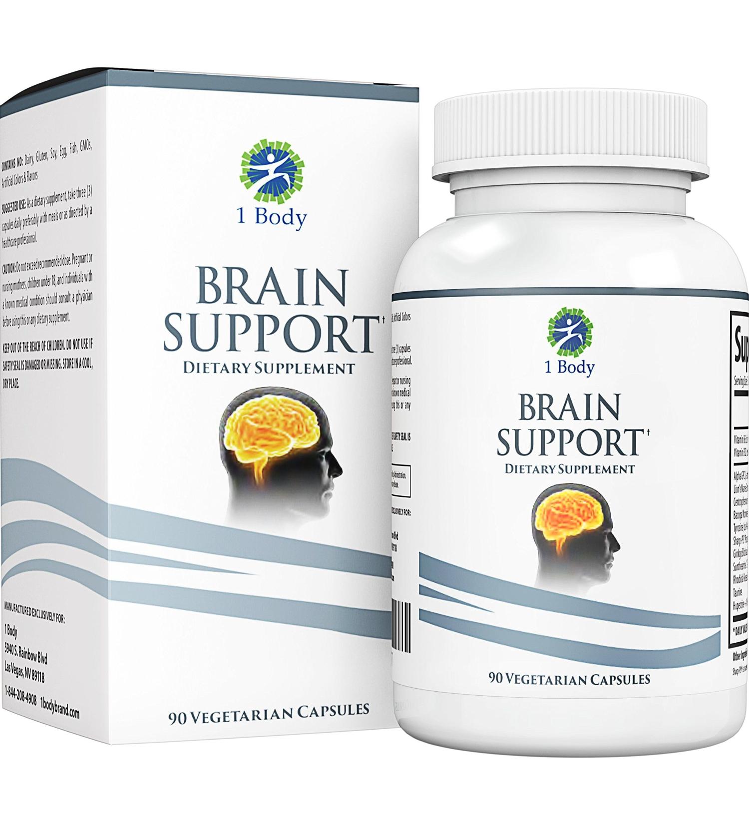 Brain Support Focus Supplement Pills - Support Healthy Brain Function with Nootropics, Improve Memory and Boost Focus - Alpha GPC, Lions Mane Extract, Bacopa Monnieri