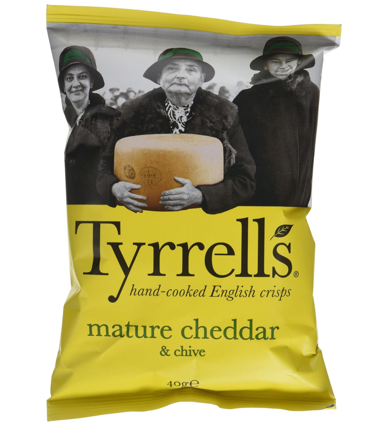 Tyrrell's Lot de Chips Lisses Cheddar Affine/Ciboulette 40 G x 24 - Buy Online on GoSupps.com