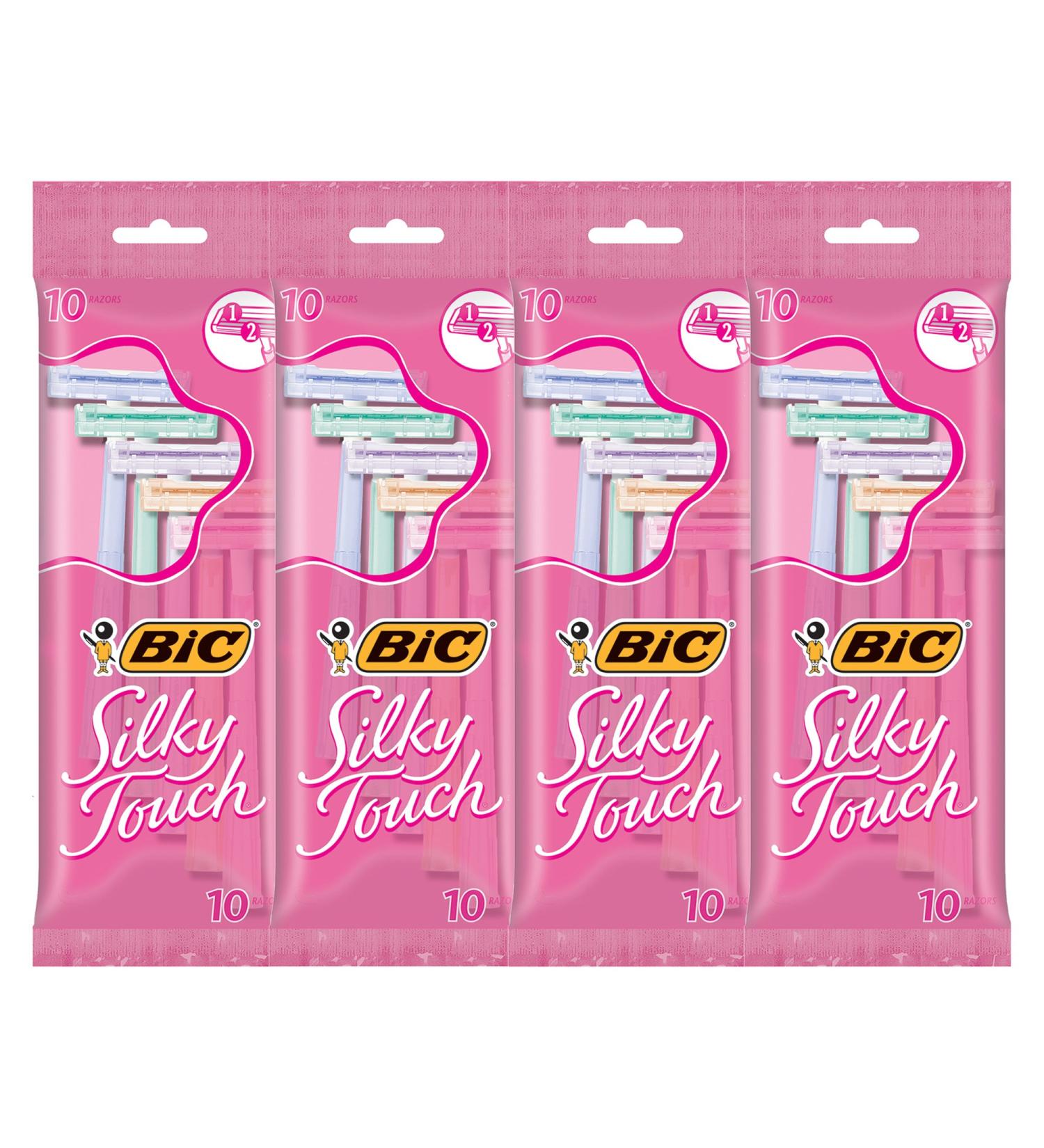BIC Silky Touch Women's Twin Blade Disposable Razor - 40 Razors, 4 Packs - 10 Count - Buy Online on GoSupps.com