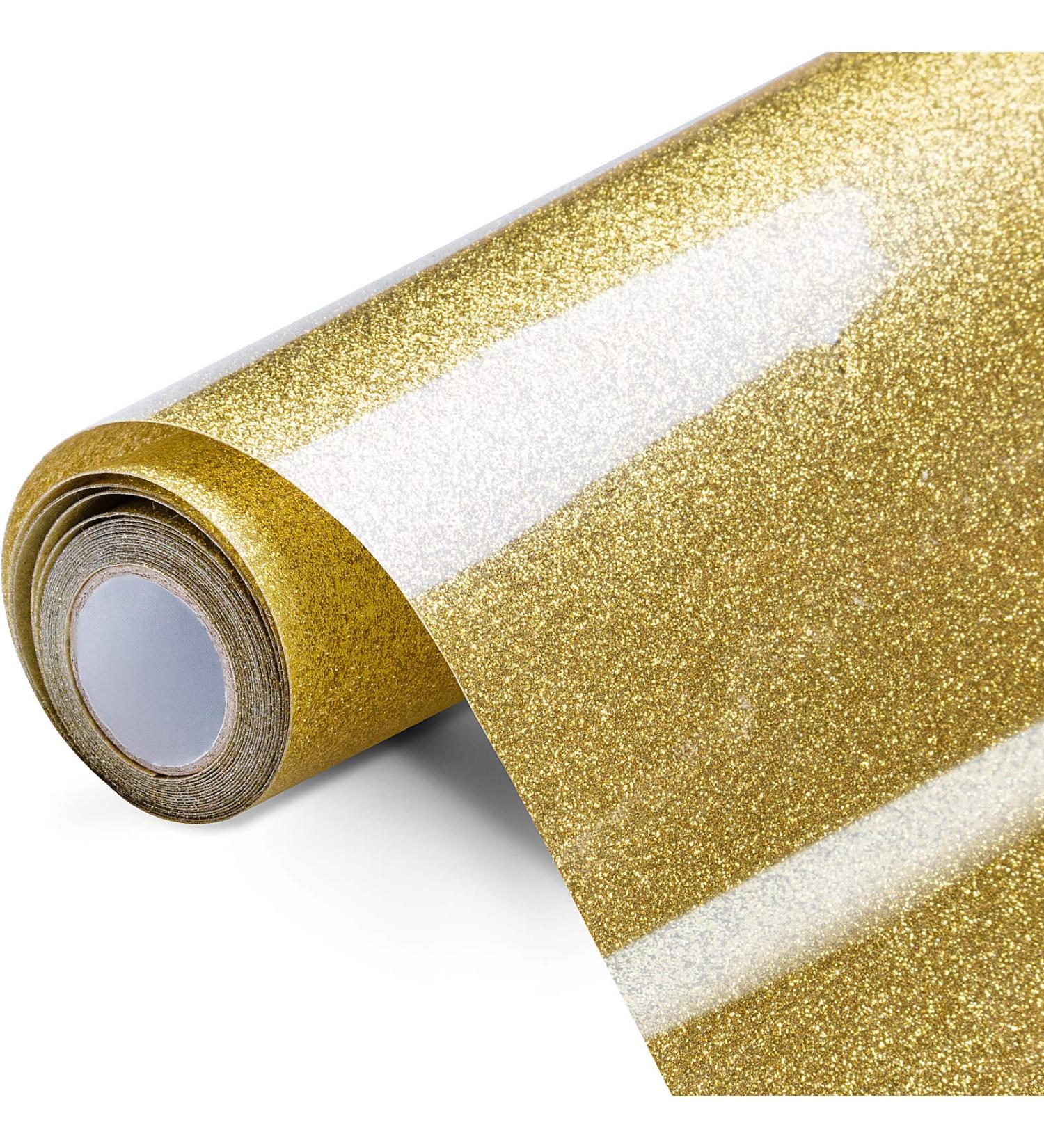 Gold Glitter HTV Heat Transfer Vinyl Roll - 12in x 10ft for Cricut & Silhouette | Easy to Cut & Weed Iron on Vinyl for Shirts & Gifts - Buy Online on GoSupps.com