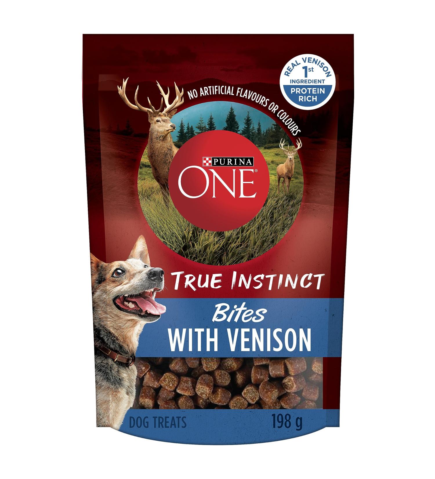 Purina ONE True Instinct Bites Natural Dog Treats Venison - 198 g Pouch (1 Pack) 198 g (Pack of 1) - Buy Online on GoSupps.com