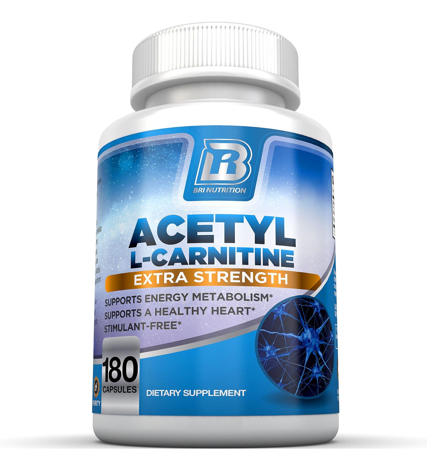 BRI Acetyl L-Carnitine 500mg - Energy Boost & Memory Support - 180 Vegetable Capsules - Buy Online on GoSupps.com