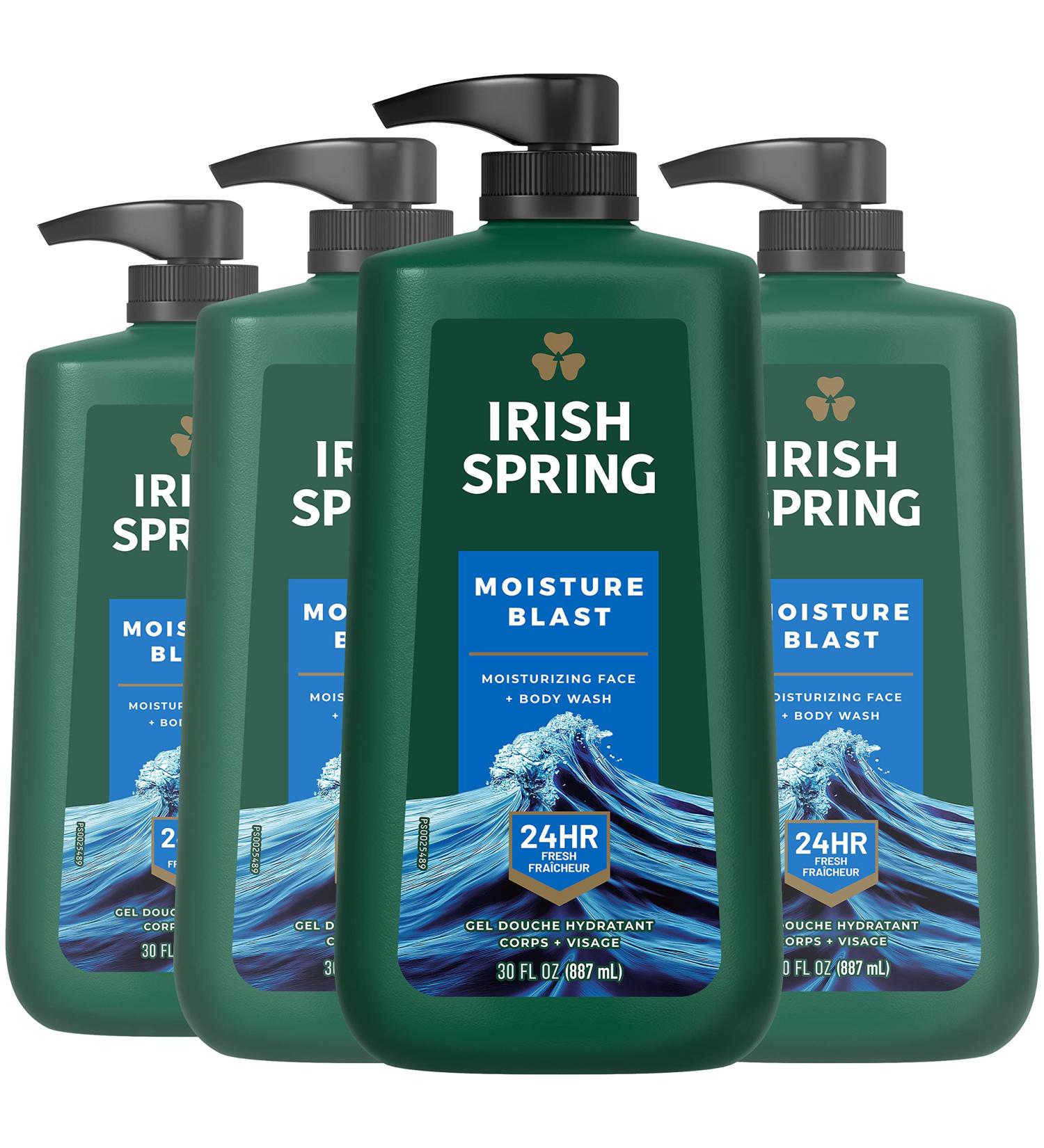 Irish Spring Moisture Blast Body Wash 30 Oz Pump - Pack of 4 | 30 Fl Oz Each - Buy Online on GoSupps.com