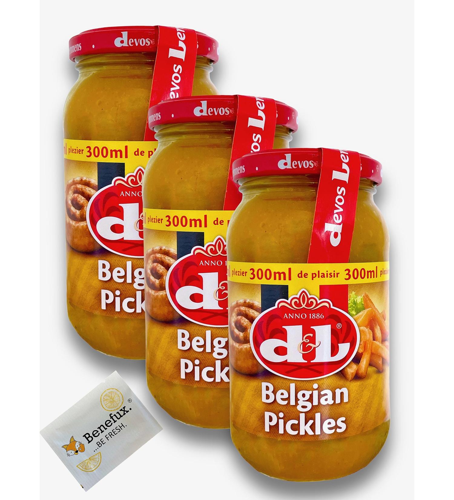 D&L Devos Lemmens Belgian Pickles Multipack 3x300ml + Benefux Refreshing Towel - Gourmet International Shipping - Buy Online on GoSupps.com