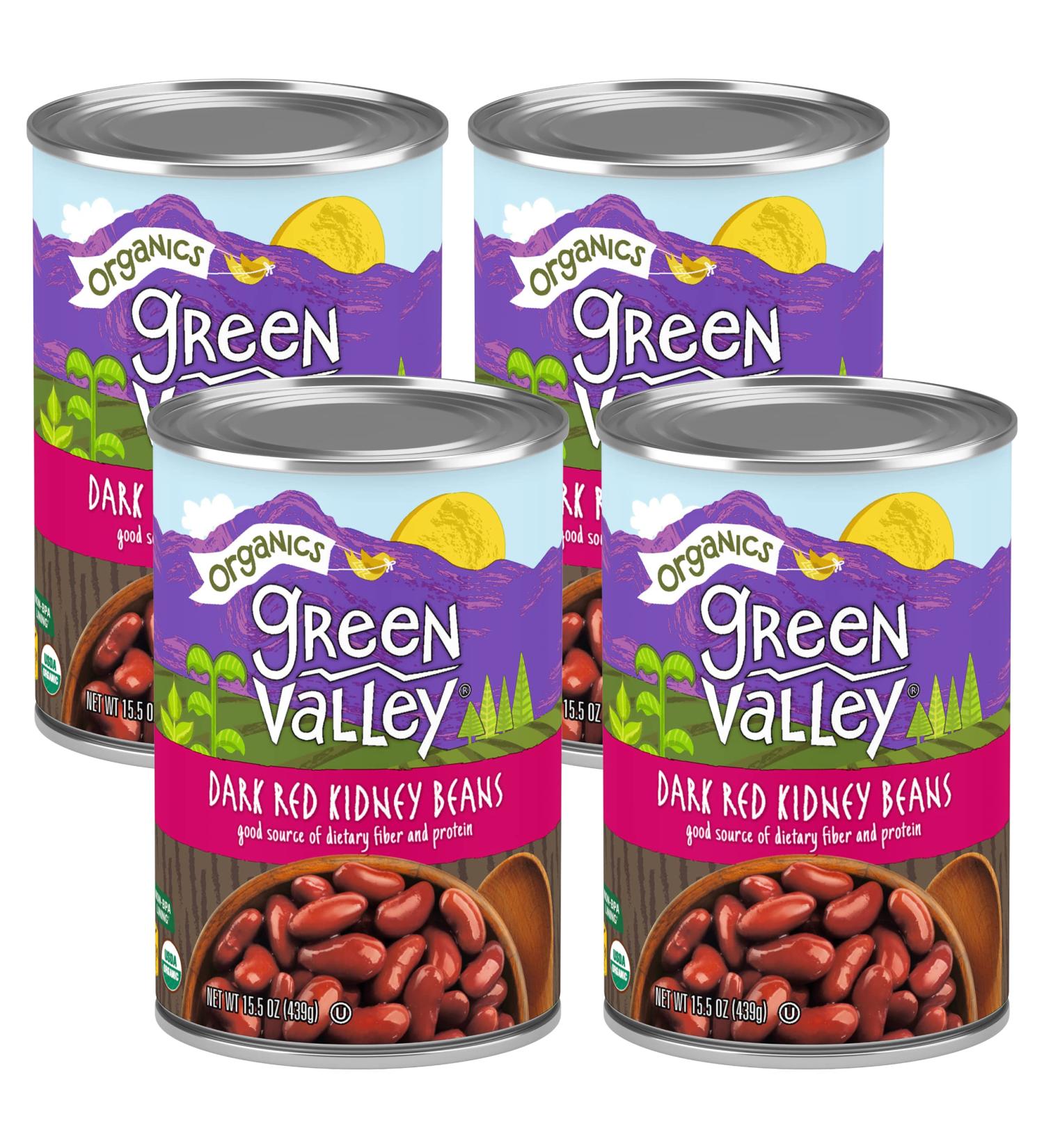 Green Valley Organics Dark Red Kidney Beans | Certified Organic | Mild Taste & Firm Texture | Good Source of Fiber & Protein | 15.5 oz (Pack of 4) - Buy Online on GoSupps.com