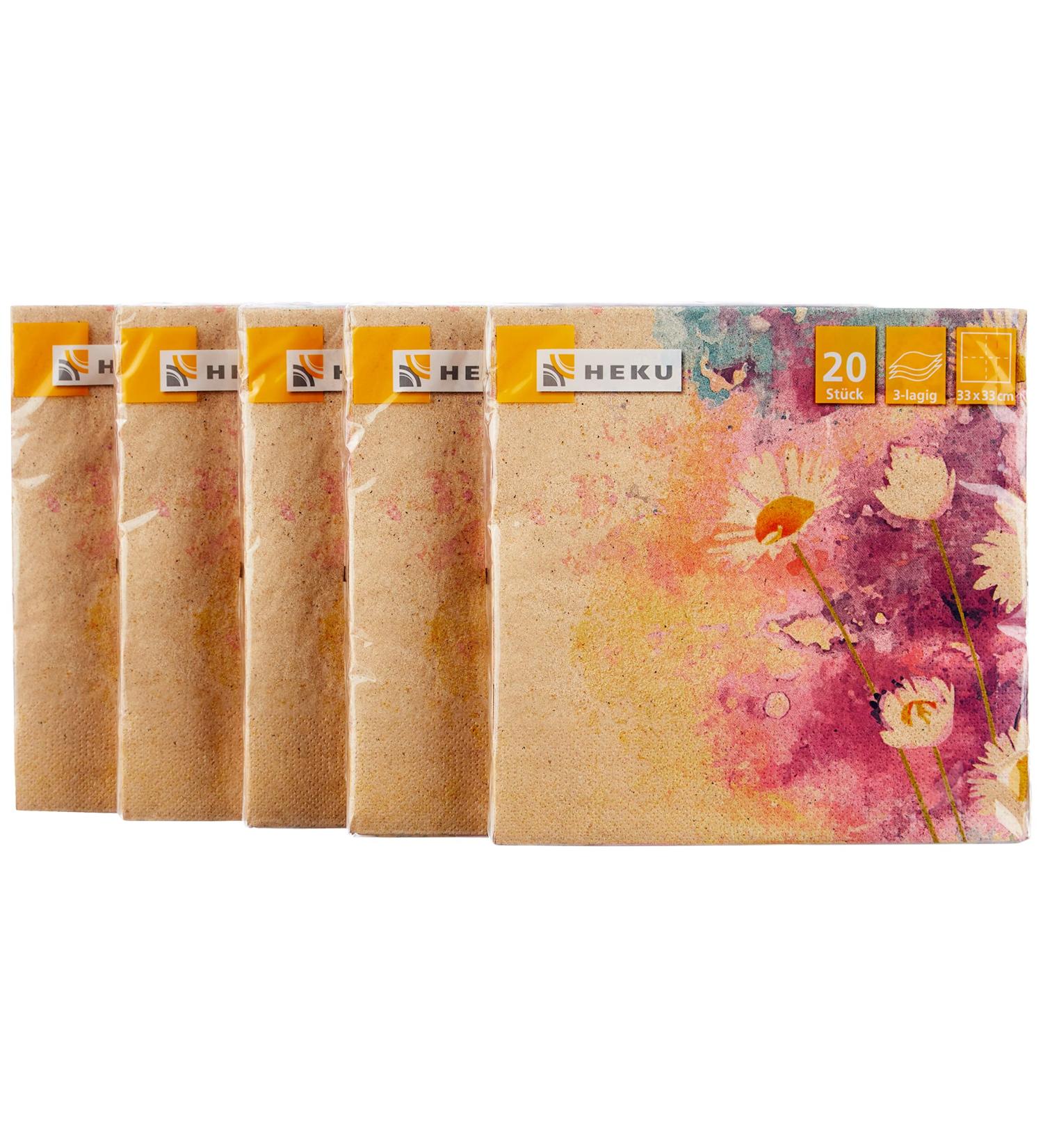 HEKU 100 Napkins - 3-Layer 33x33cm Flowers Nature | Practical & Stylish | Ideal for Special Occasions | Made in Europe - International Shipping Available - Buy Online on GoSupps.com