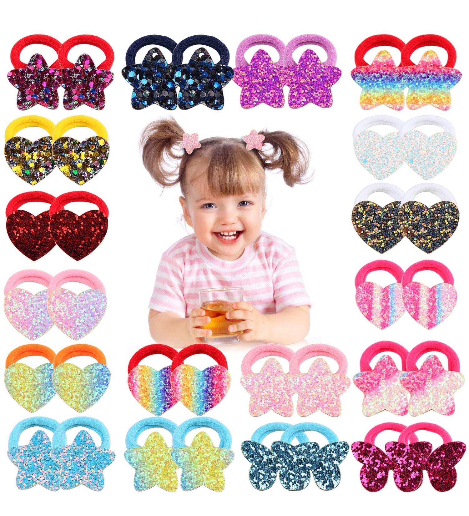 Glitter Hair Ties for Baby Girls - 36 Pcs Elastic Rubber Bands Scrunchies for Toddler Girls - Rainbow Sequin Sparkle Hair Accessories by Zifengcer - Buy Online on GoSupps.com