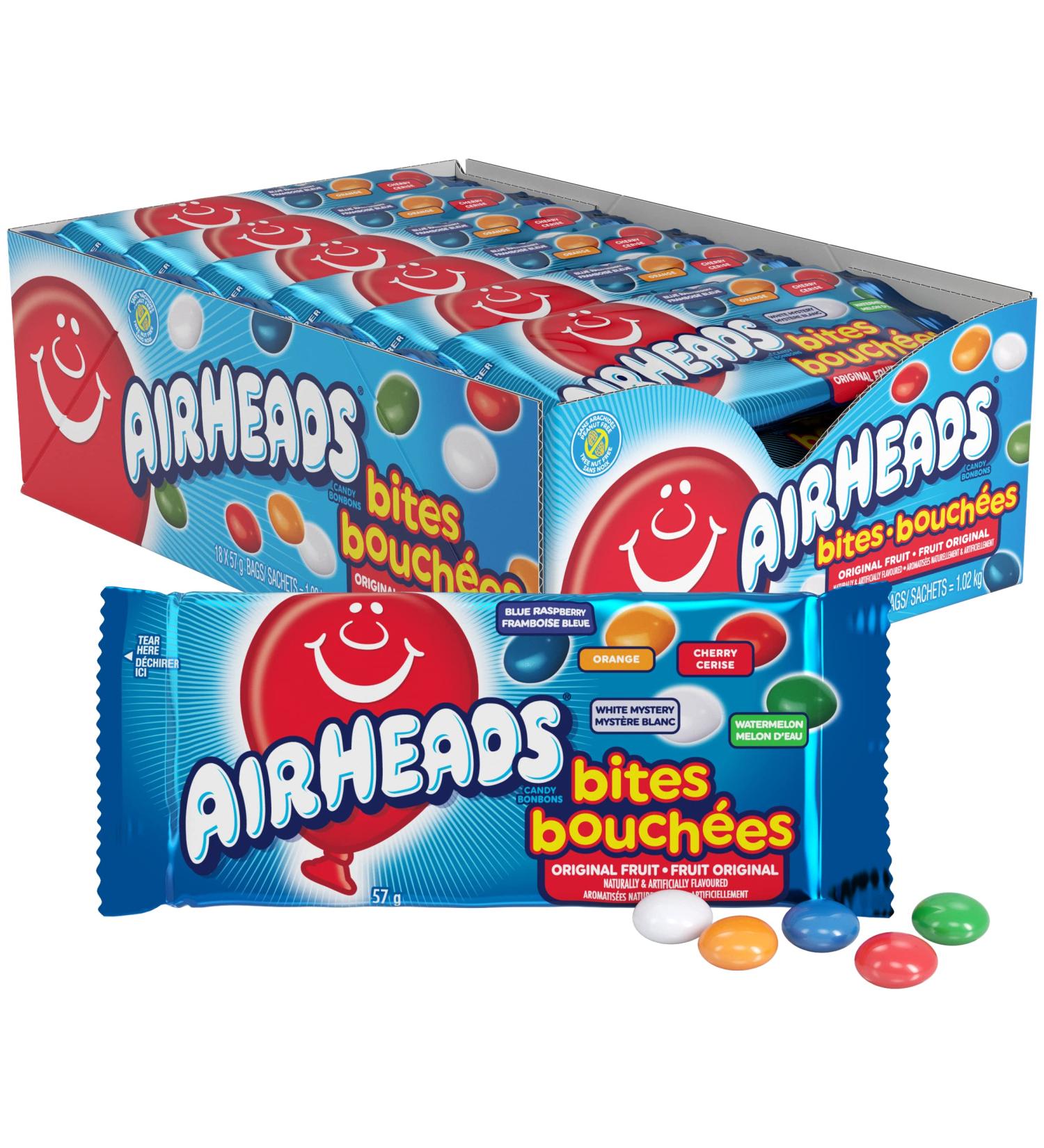 Airheads Bites Candy Bars - Assorted Flavours - 18 bags (57g/bag) - Buy Online on GoSupps.com