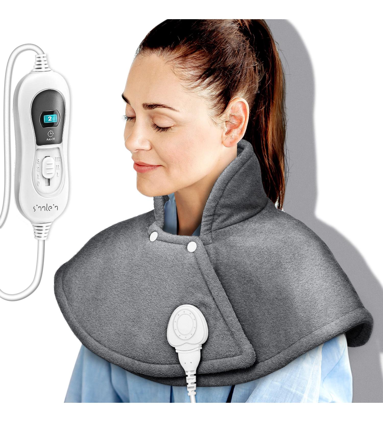 Sinn Electric Heating Pillow for Shoulder Neck & Back - 3 Temperature Levels Auto Shut-Off 100W Gray Heating Cape - Buy Online on GoSupps.com