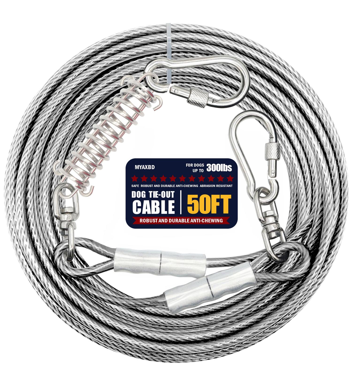 Myaxbd 15.2m Dog Leash - Durable Long Leash with Shock-Damping Spring for Large Dogs | Ideal for Outdoor Courtyard Camping & Training - Silver Size L - Buy Online on GoSupps.com