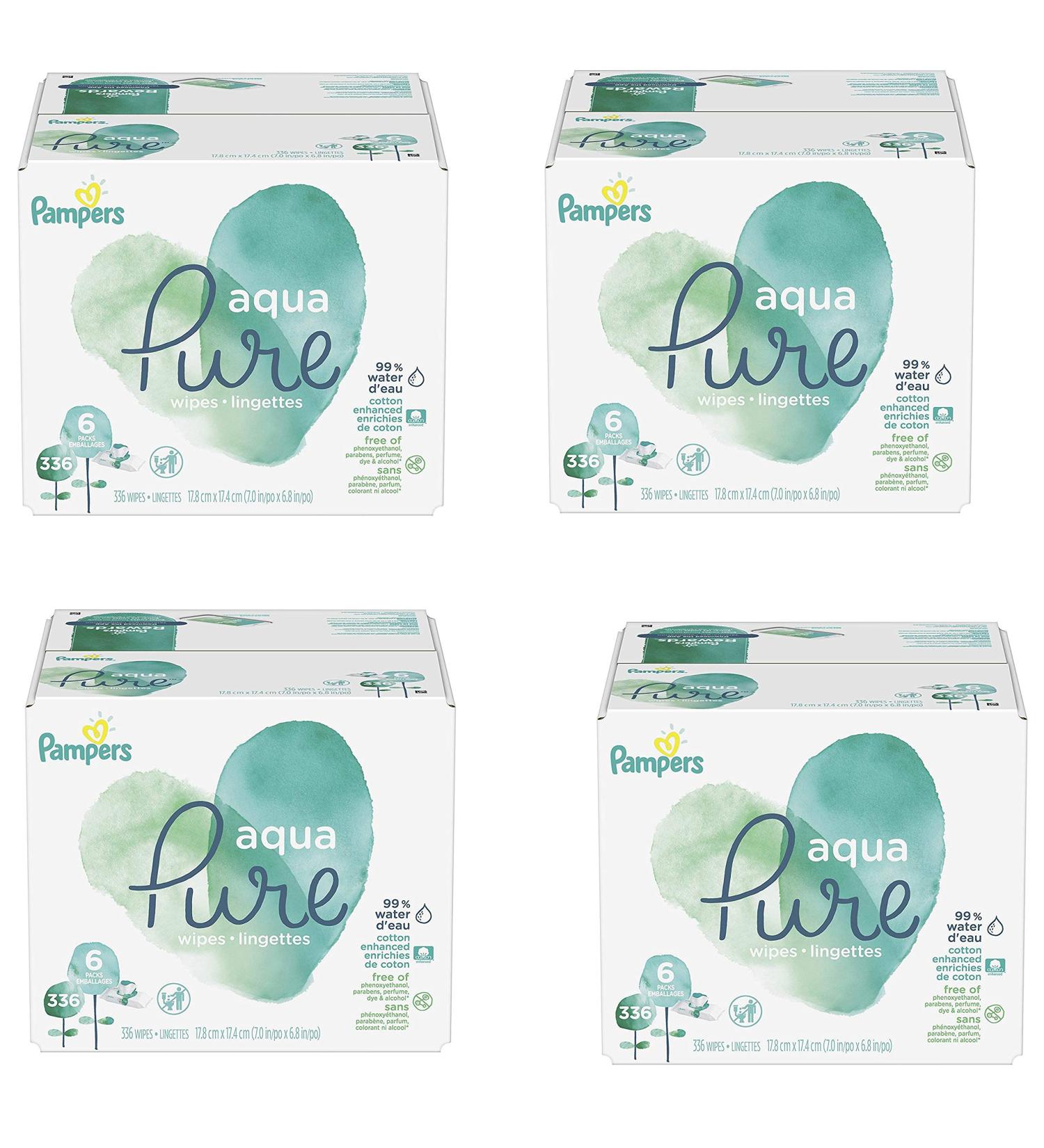 Pampers Aqua Pure 6X Pop-Top Sensitive Water Baby Wipes 1344 Count