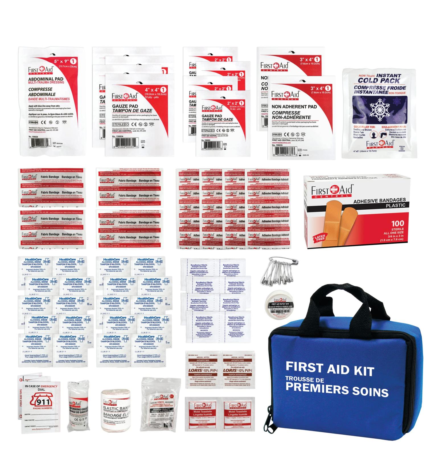 First Aid Central AZ-EDFAK Everyday Emergency First Aid Kit For Home Travel and Work 185 Pieces - Buy Online on GoSupps.com
