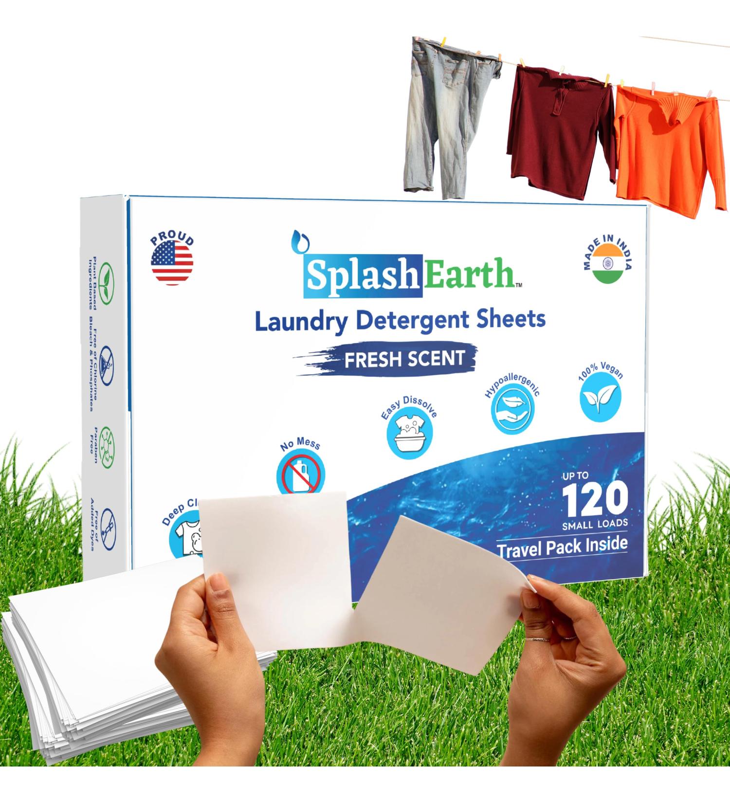 Travel Laundry Detergent Sheets - Eco-Friendly Non-Toxic 120 Loads Plastic-Free Washer Strips for Camping & Dorms - Buy Online on GoSupps.com