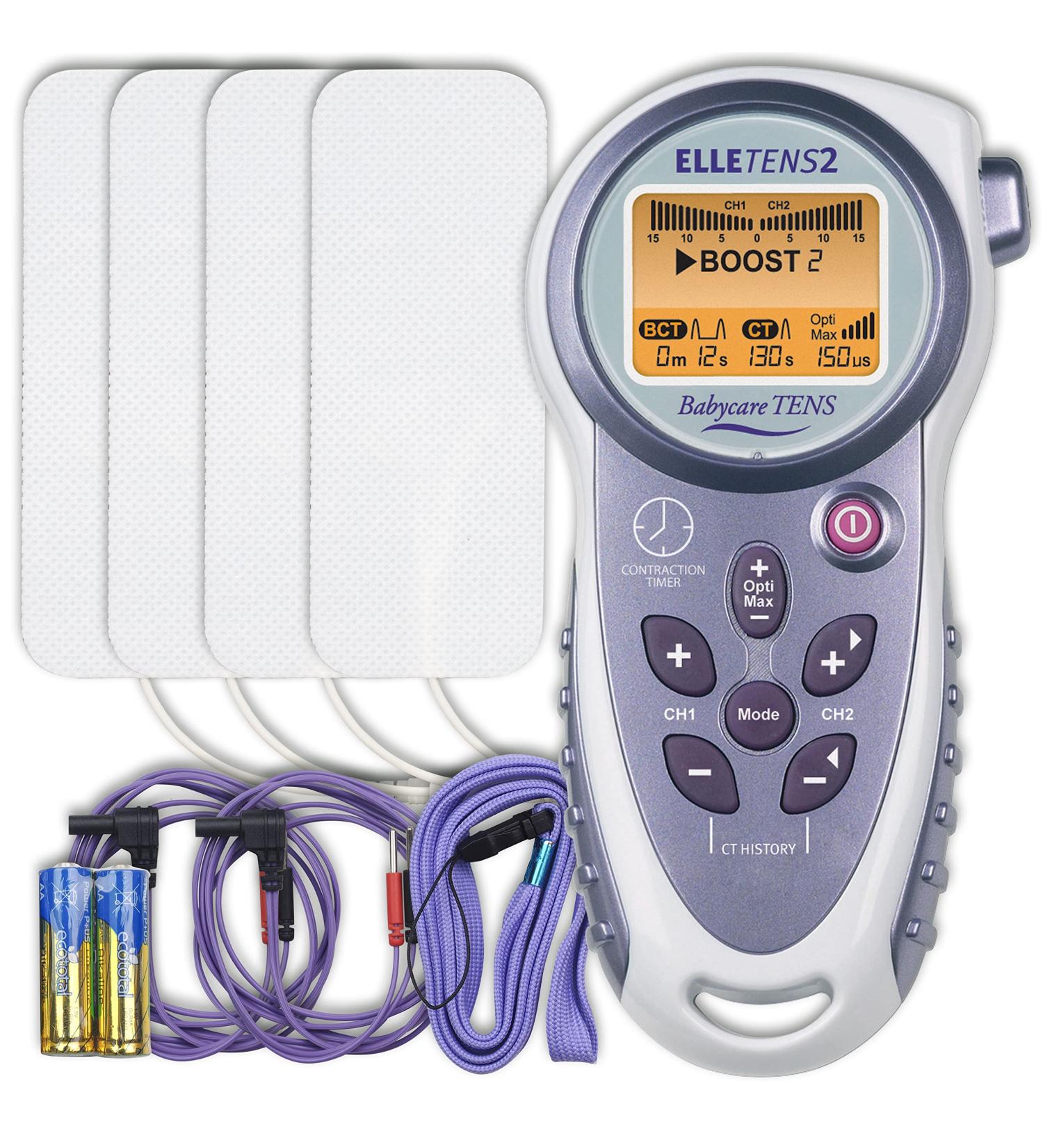 Elle TENS 2 with Contraction Timer & Opti-Max Technology - Dual Channel Maternity TENS for Labour Pain Relief - Includes Electrode & Batteries - Buy Online on GoSupps.com