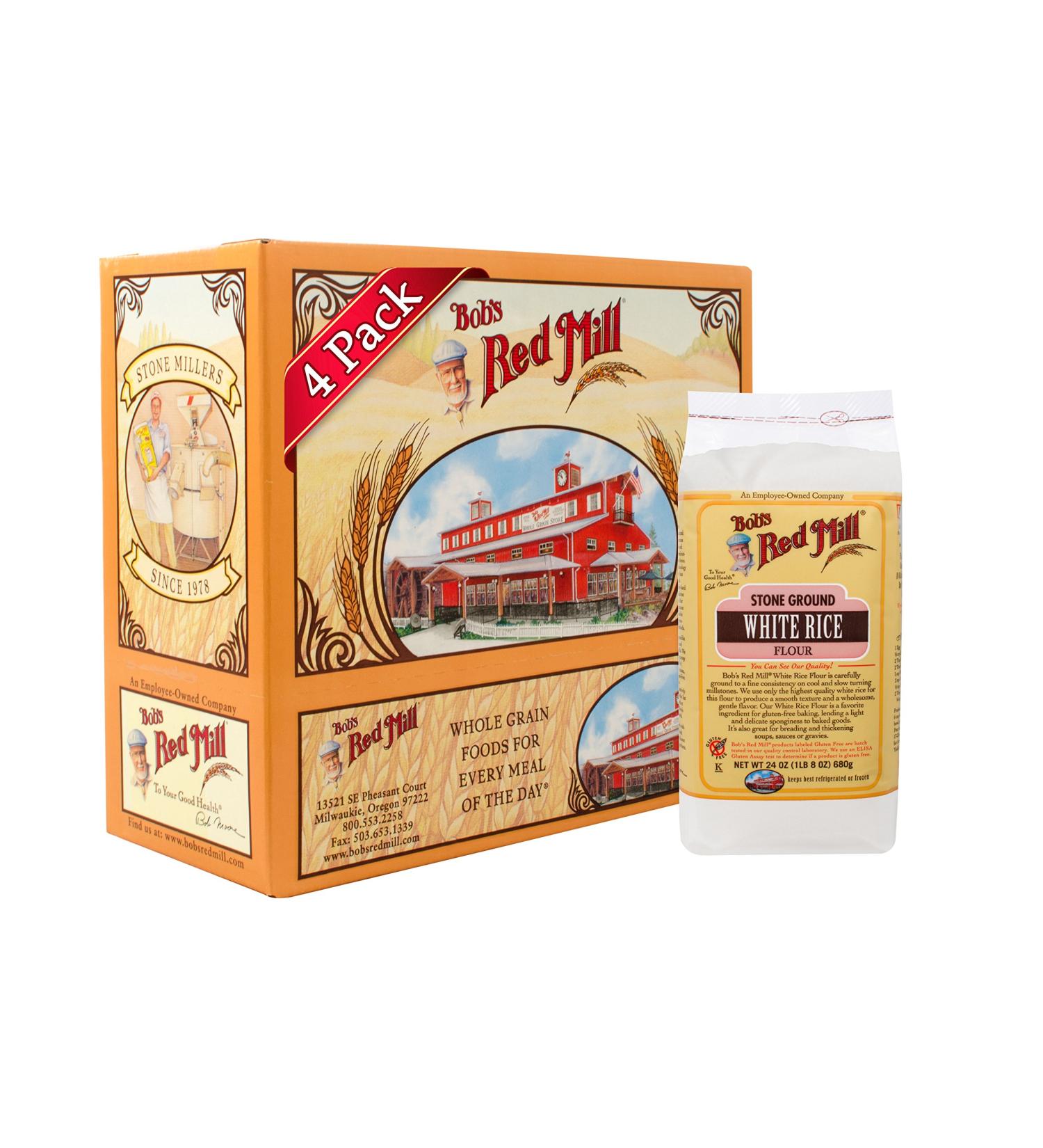 Bob's Red Mill Gluten Free White Rice Flour 24 oz - 4 Pack | Premium Quality - Buy Online on GoSupps.com