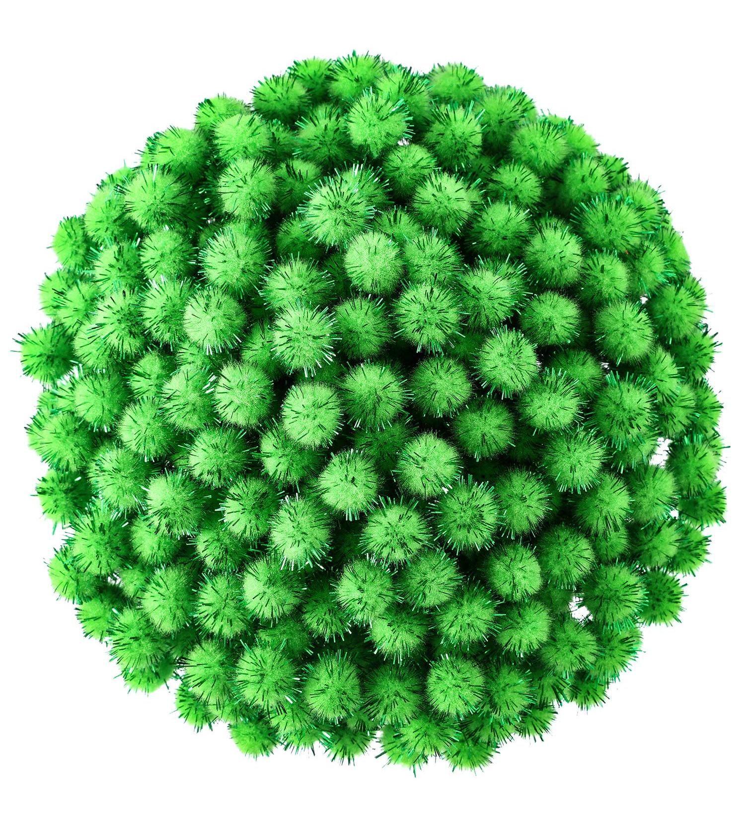 Hestya 500 Pcs 0.5 Glitter Pom Poms for Christmas Crafts - Light Green - Buy Online on GoSupps.com