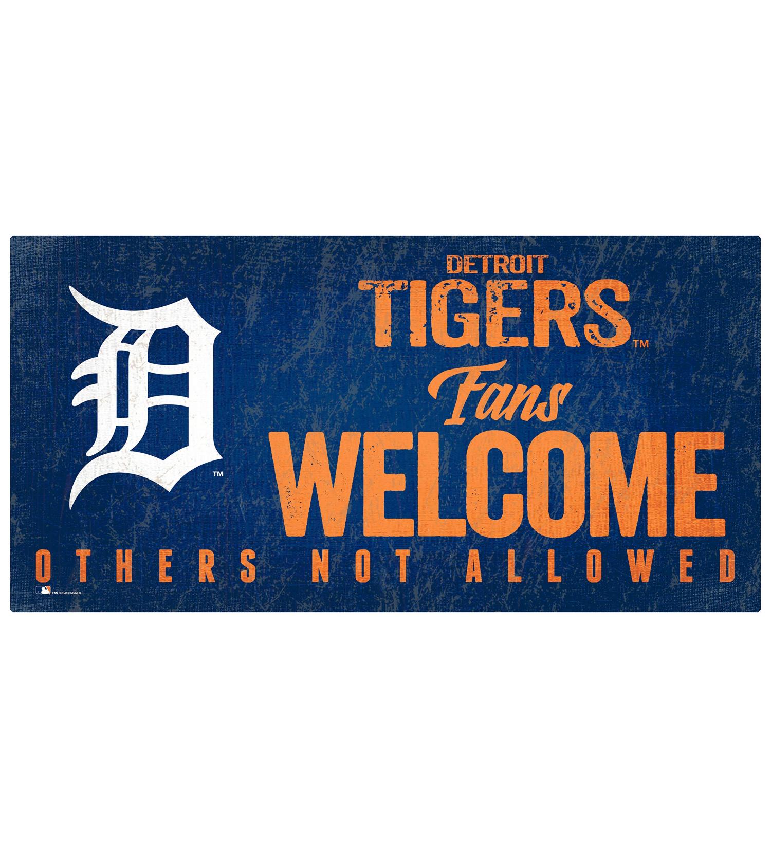 MLB Detroit Tigers Unisex Detroit Tigers Fans Welcome Sign, Team Color, 6 x 12