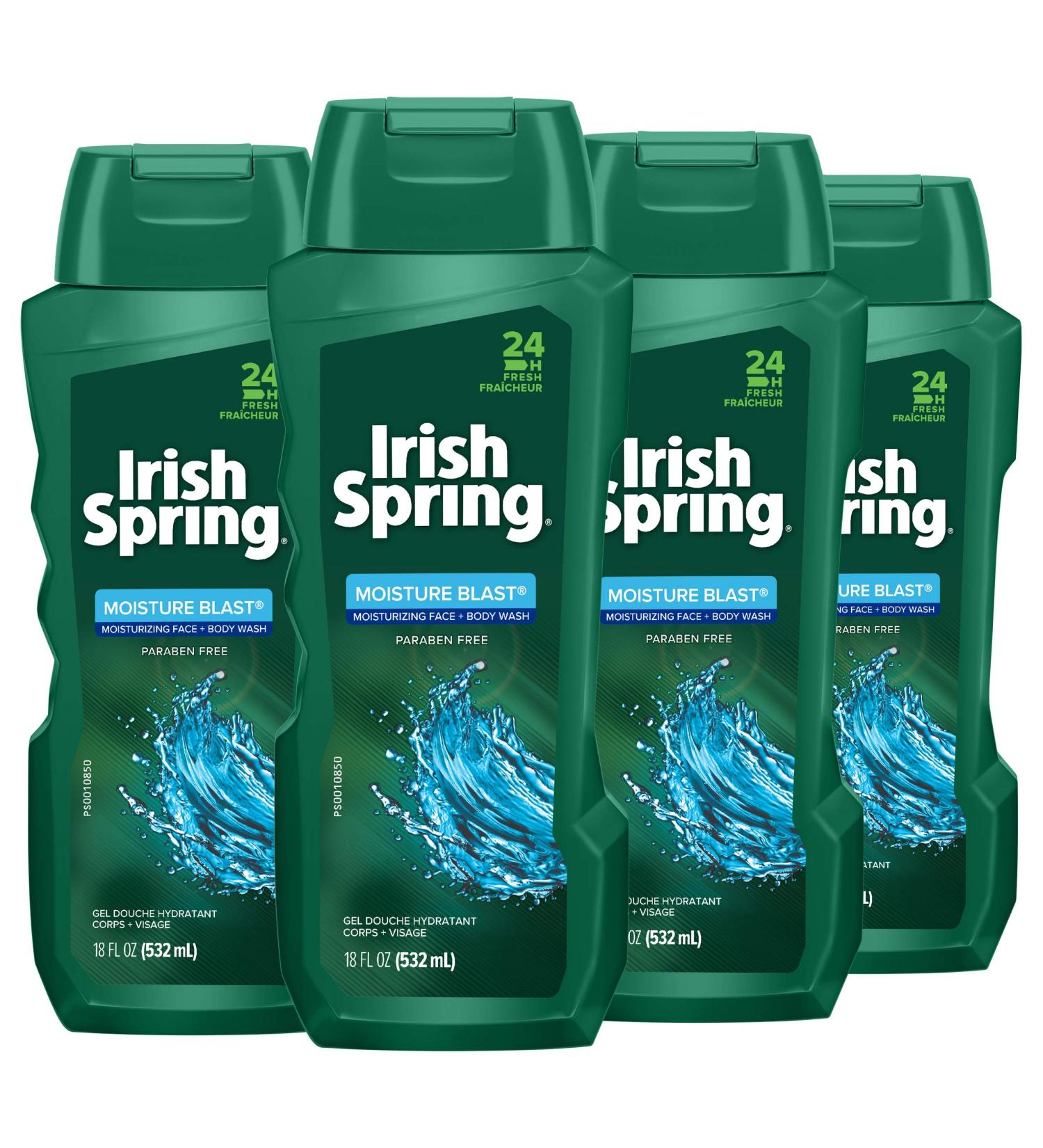 Irish Spring Body Wash Moisture Blast 18 fluid ounce 4 Count (Pack of 1) - Buy Online on GoSupps.com