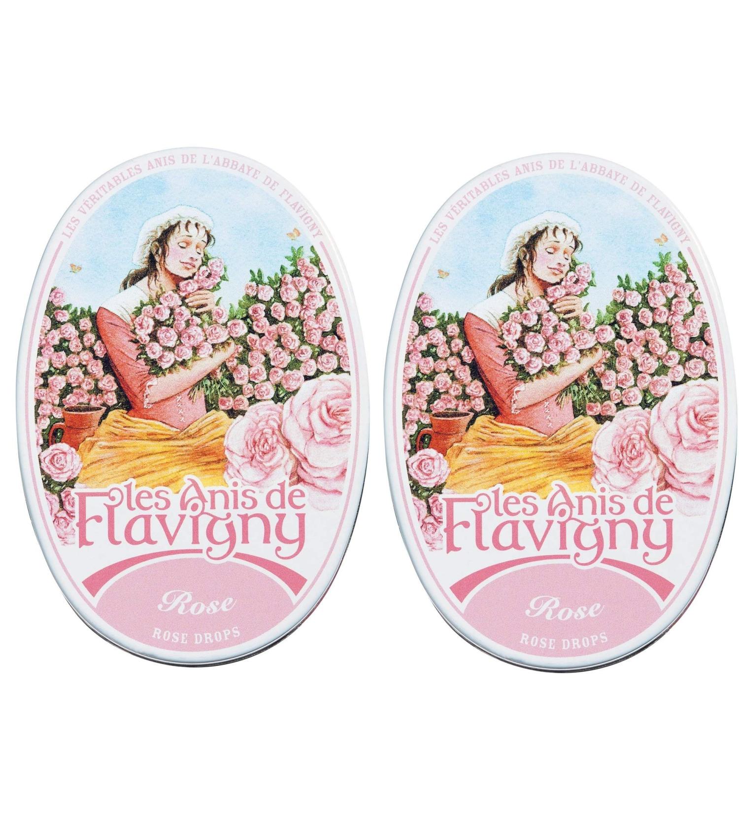 Les Anis de Flavigny - Aniseed Bonbons - Rose Dragees - Pack of 2