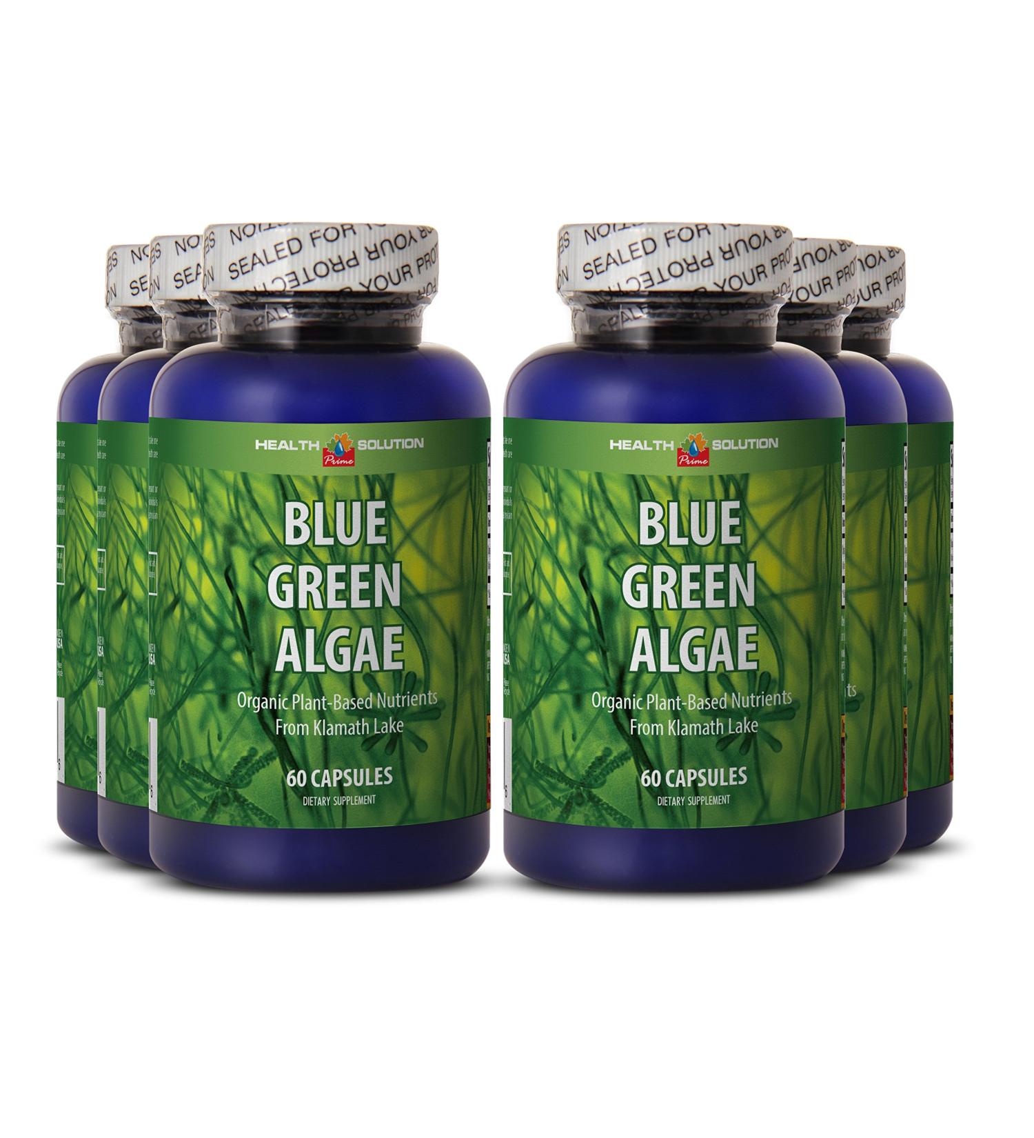 Spirulina chlorella powder organic - BLUE GREEN ALGAE - boost immune function - spirulina organic capsules - blue spirulina - spirulina detox - antioxidants supplement for skin - 6 Bottles 360 Caps - Buy Online on GoSupps.com