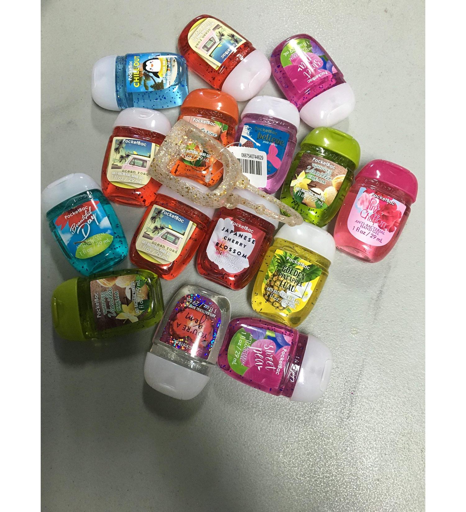 Bath & Body Works Pocketbacs (15) Sanitizing Gels Mixed Bundle (1) Free Holder