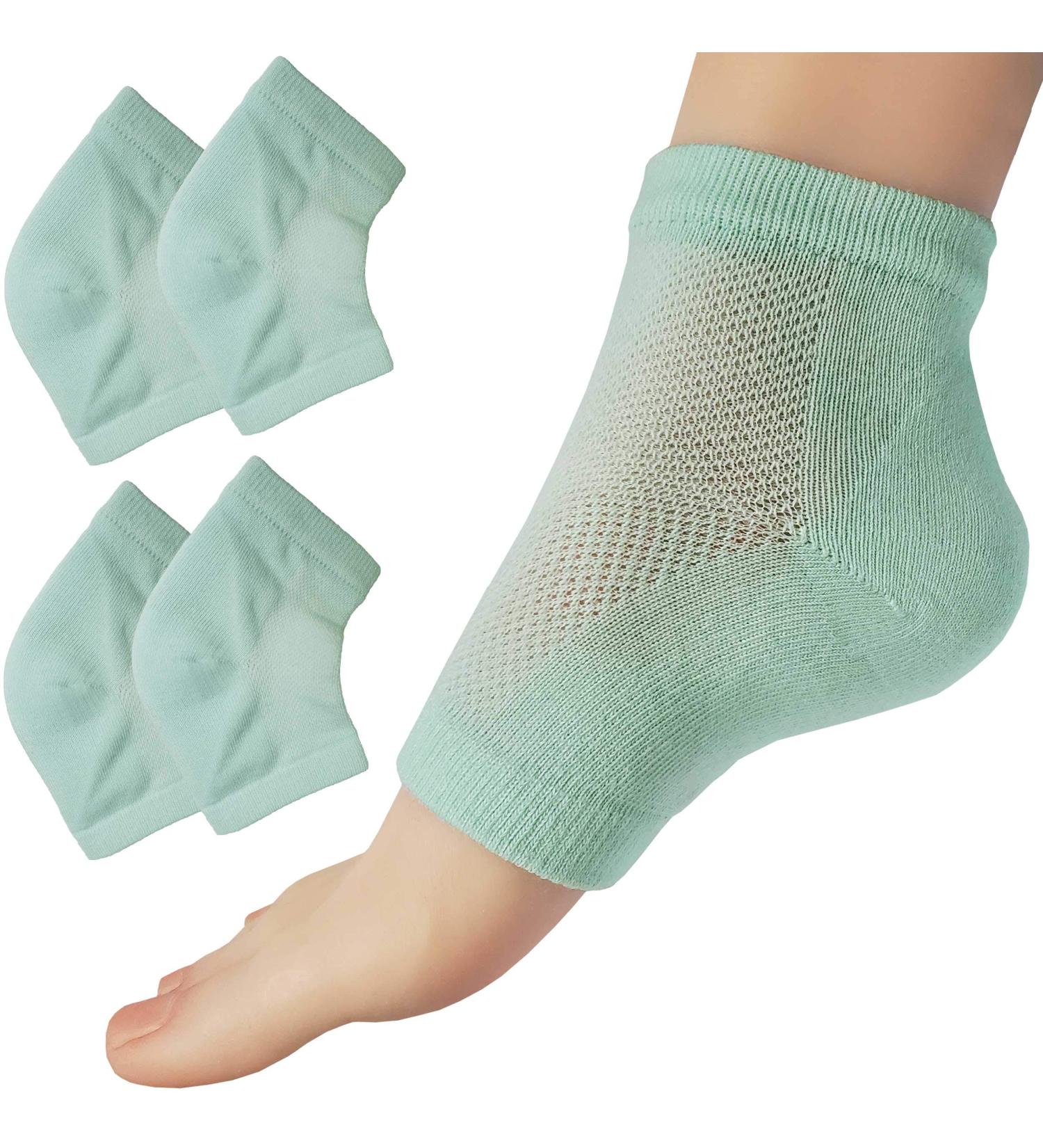 Chiroplax Vented Moisturizing Heel Socks - 2 Pairs (Mint) | Gel Lining Spa Sleeve Toeless Socks for Dry Cracked Heels - Buy Online on GoSupps.com