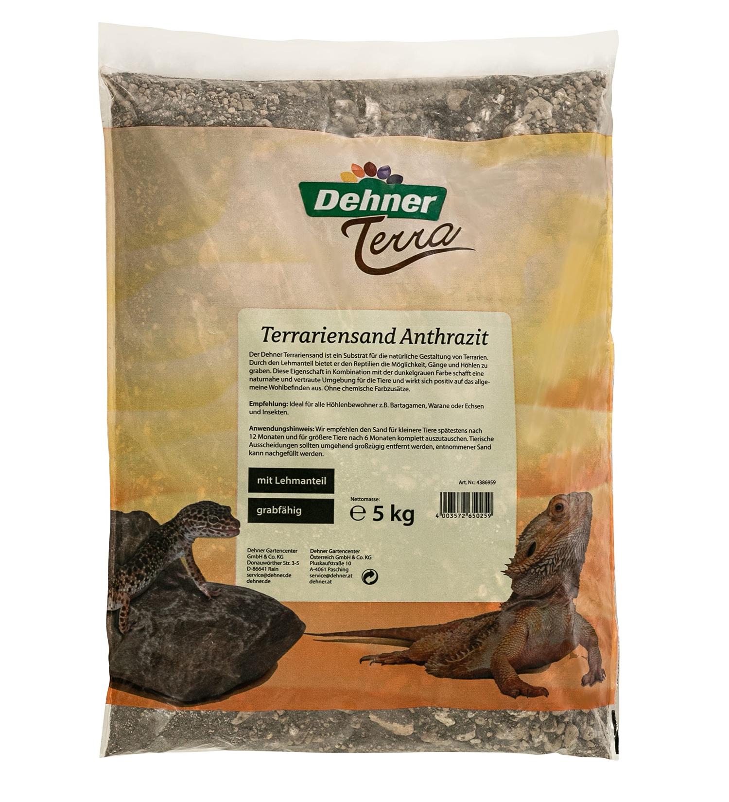 Dehner Terra terrarium sand with clay content for reptiles 5 kg grey