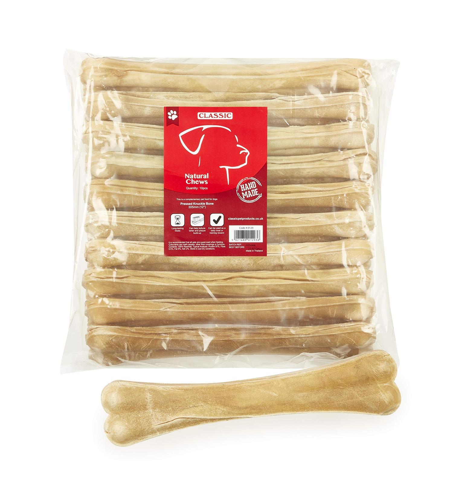 Classic Pet Products Rawhide Pressed Knuckle Bone for Dogs 305 mm Pack of 5 - Buy Online on GoSupps.com