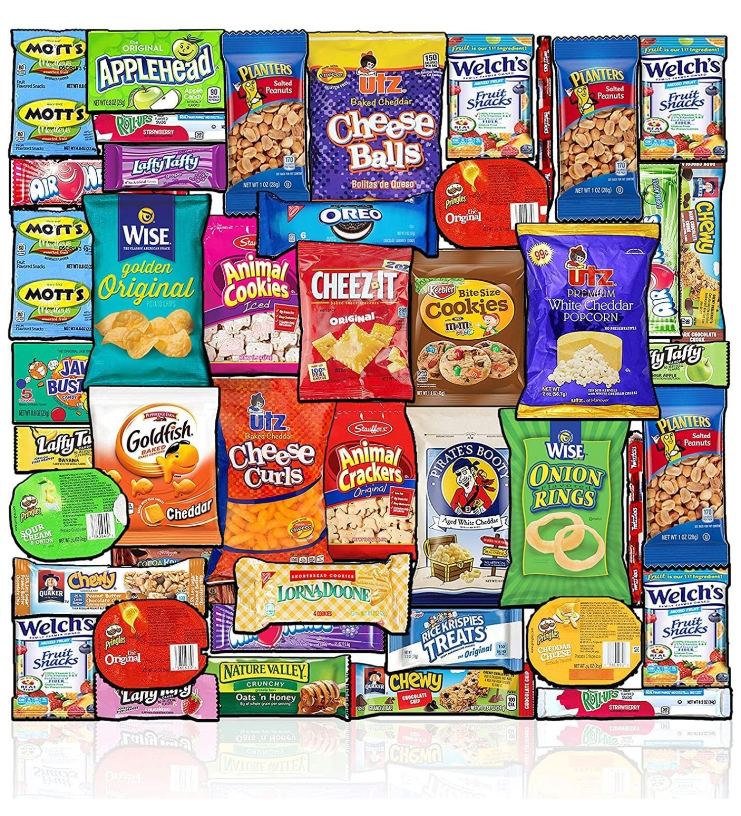 45 Count Snack Box Care Package - Ultimate Variety Pack for Office, Schools & Family - Bulk Bars, Cookies, Chips, Candy & Treats - Perfect Gift Basket for College Students and Military Personnel - Buy Online on GoSupps.com